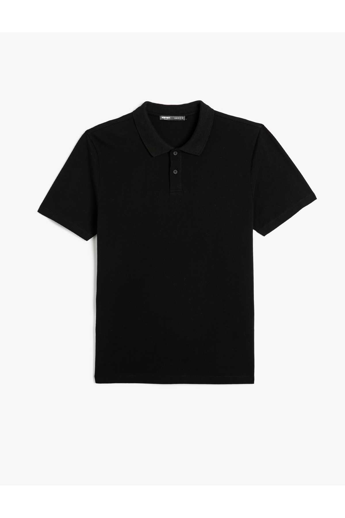 تیشرت یقه پولو آستین کوتاه دکمه دار باریک