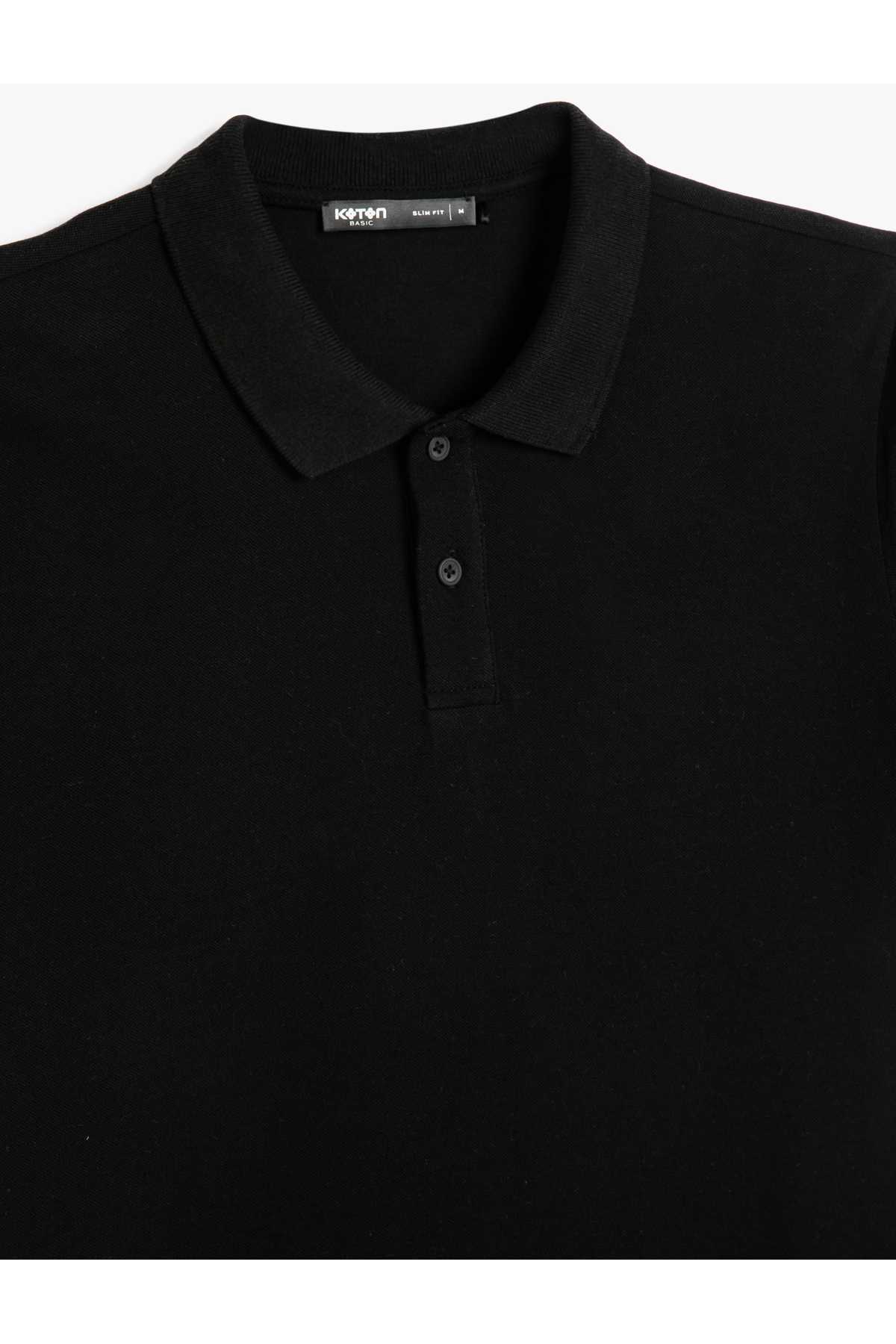 تیشرت یقه پولو آستین کوتاه دکمه دار باریک