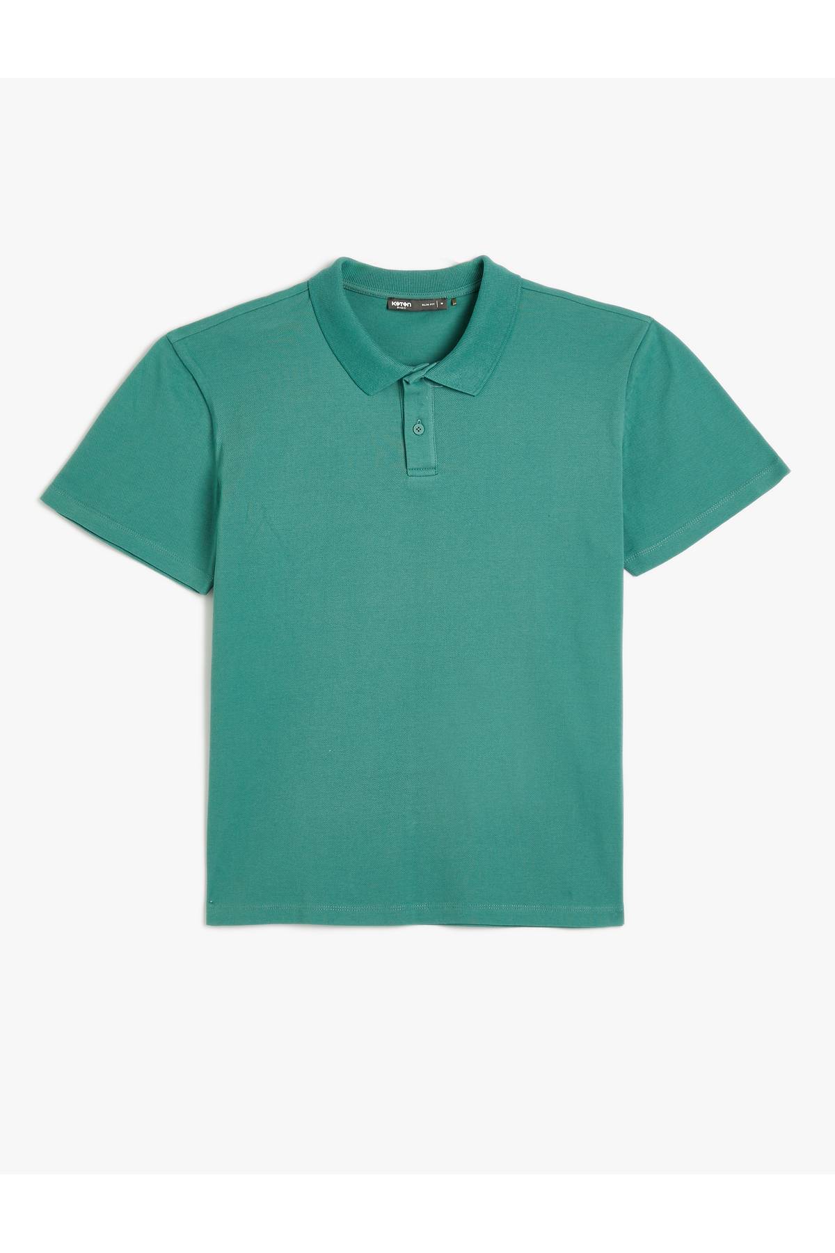 تیشرت یقه پولو آستین کوتاه دکمه دار باریک