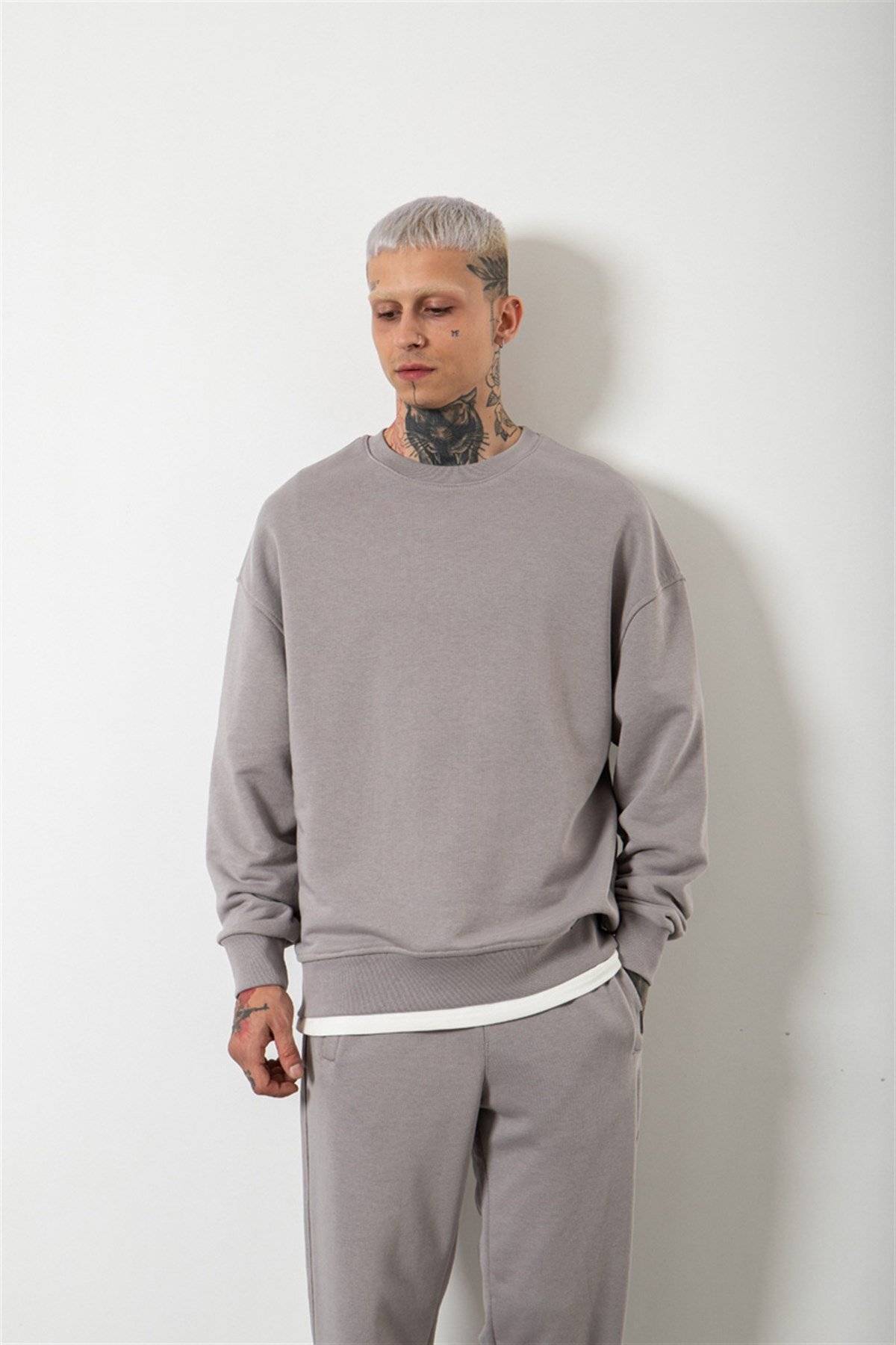 سویشرت مردانه پایه جامد خاکستری روشن