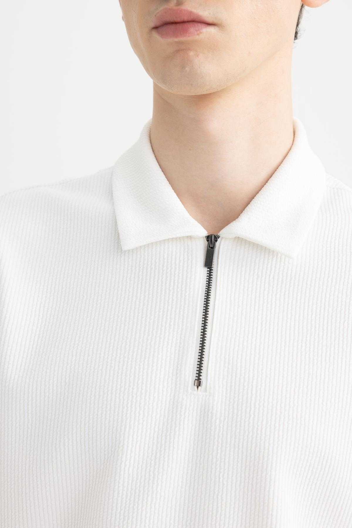 تیشرت پولو یقه زیپ دار معمولی