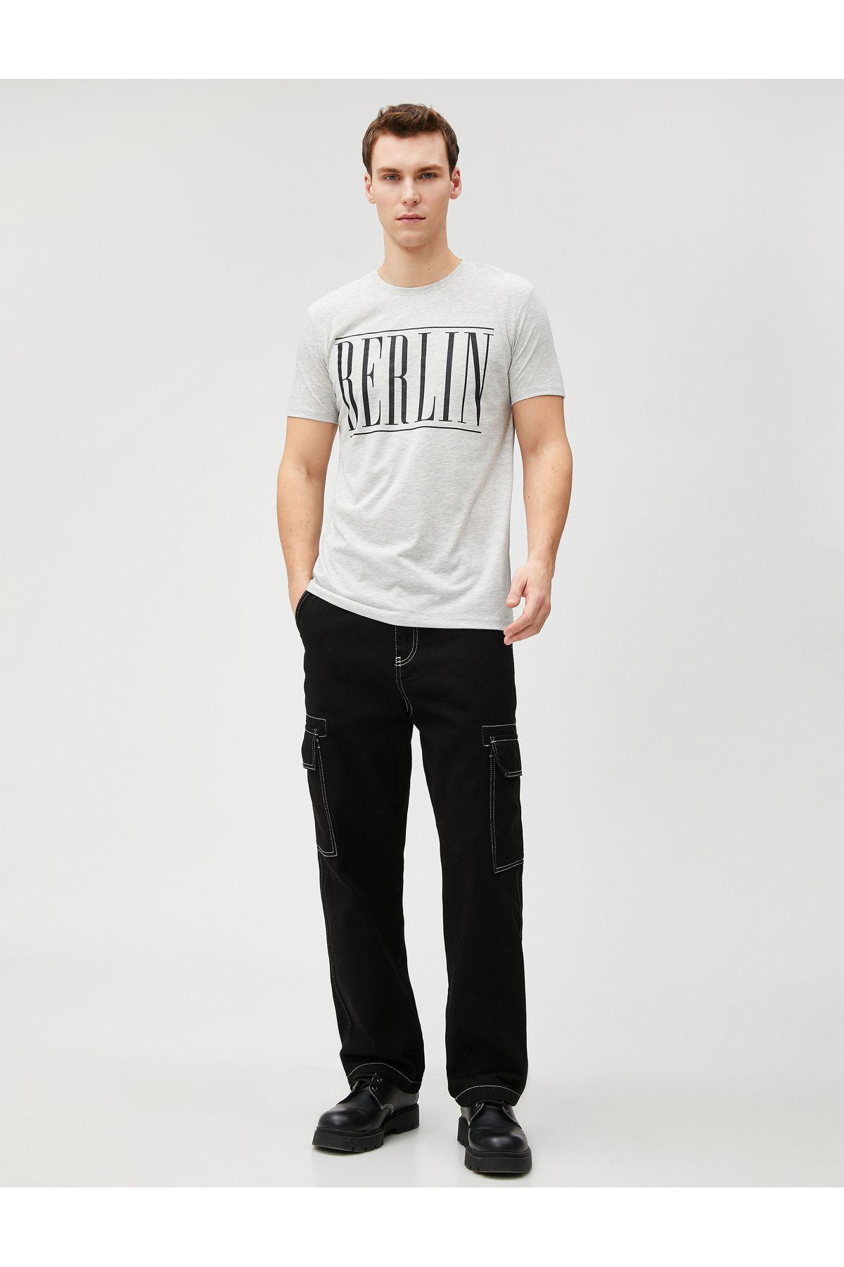 تیشرت چاپ شعار اسلیم فیت یقه خدمه