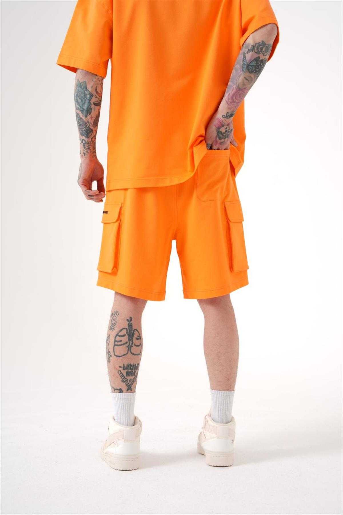 شورت کرمی مردانه با جیب باری