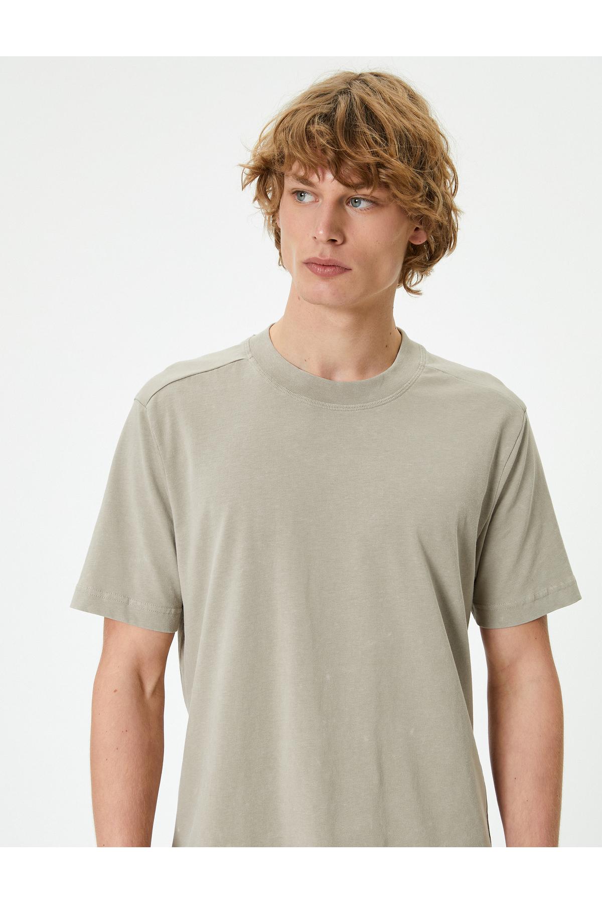 تیشرت قابل شستشو یقه آستین کوتاه نخی