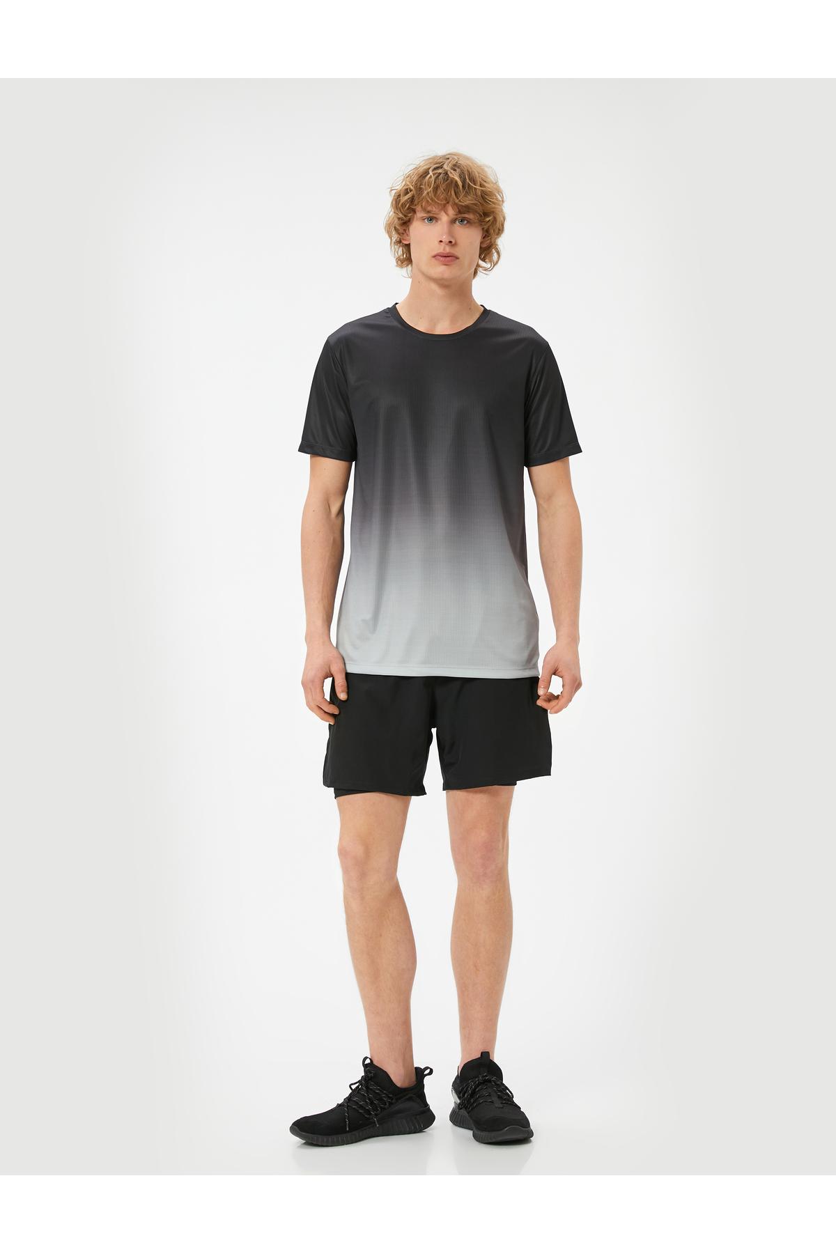 شلوار ساق دار با جزئیات شعار کمر الاستیک