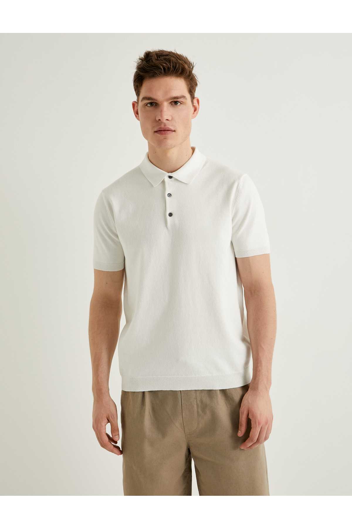 ژاکت بافتنی یقه پولو ژاکت آستین کوتاه