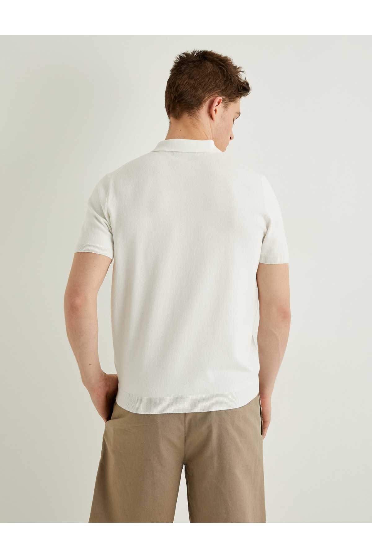 ژاکت بافتنی یقه پولو ژاکت آستین کوتاه