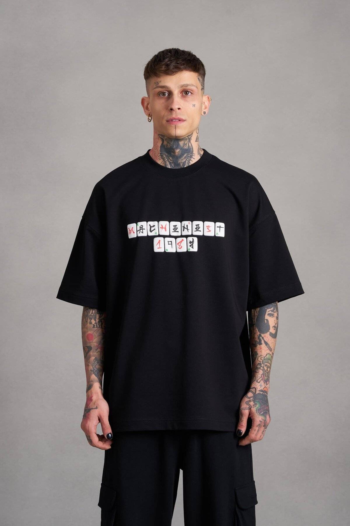 تیشرت مردانه بنفش چاپ شده Mch Mahhong