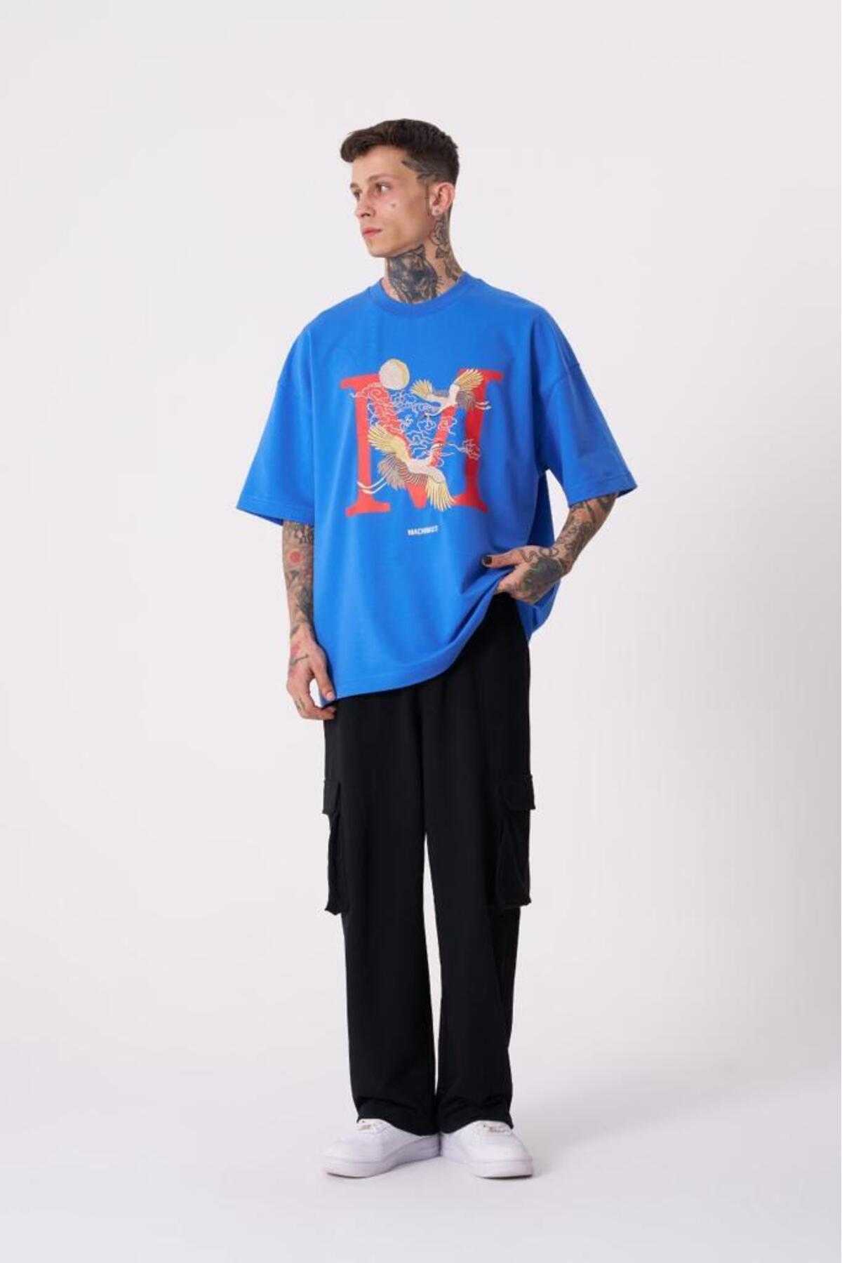 تیشرت مردانه بنفش با چاپ جرثقیل پرنده