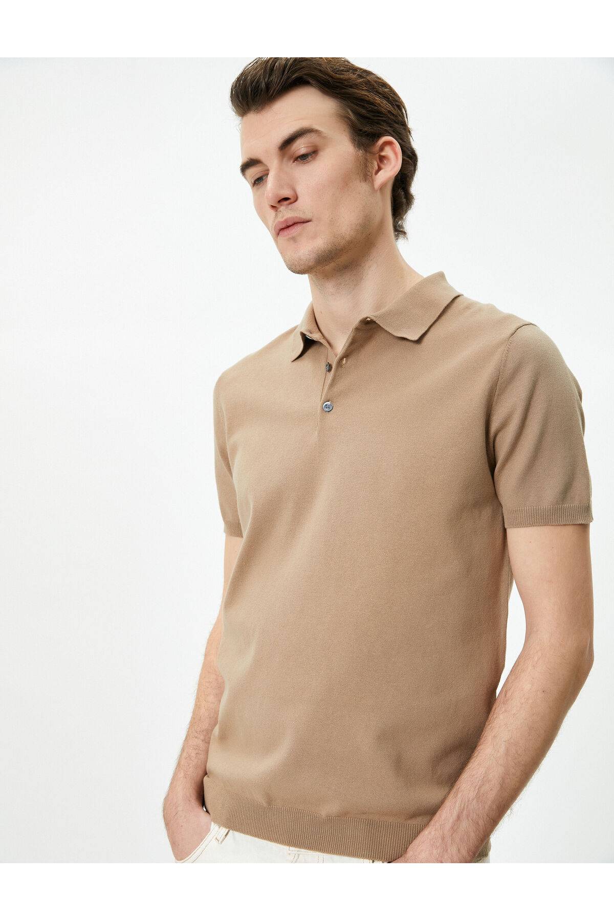 ژاکت بافتنی یقه پولو ژاکت آستین کوتاه