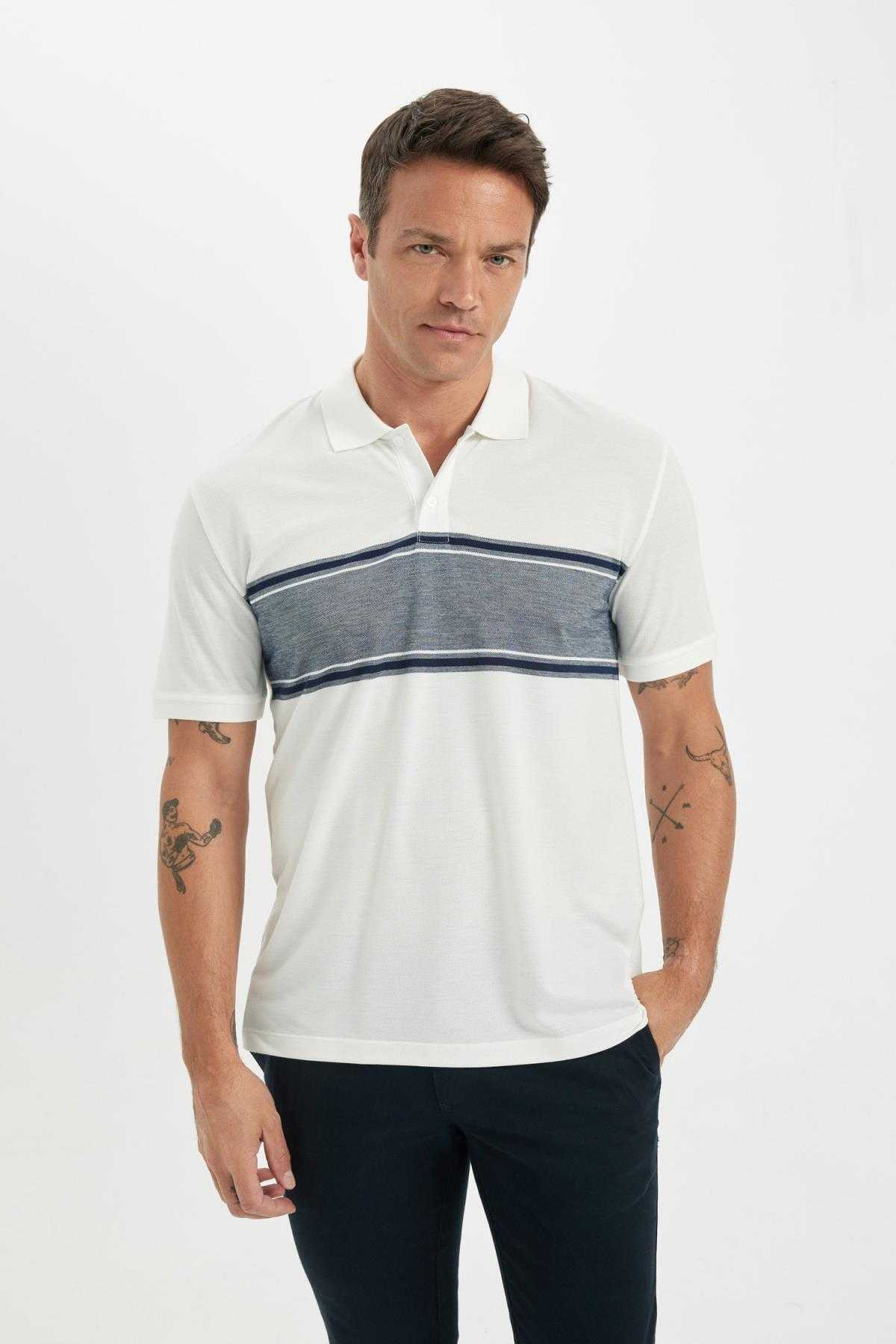 تیشرت یقه دار آستین کوتاه معمولی جدید