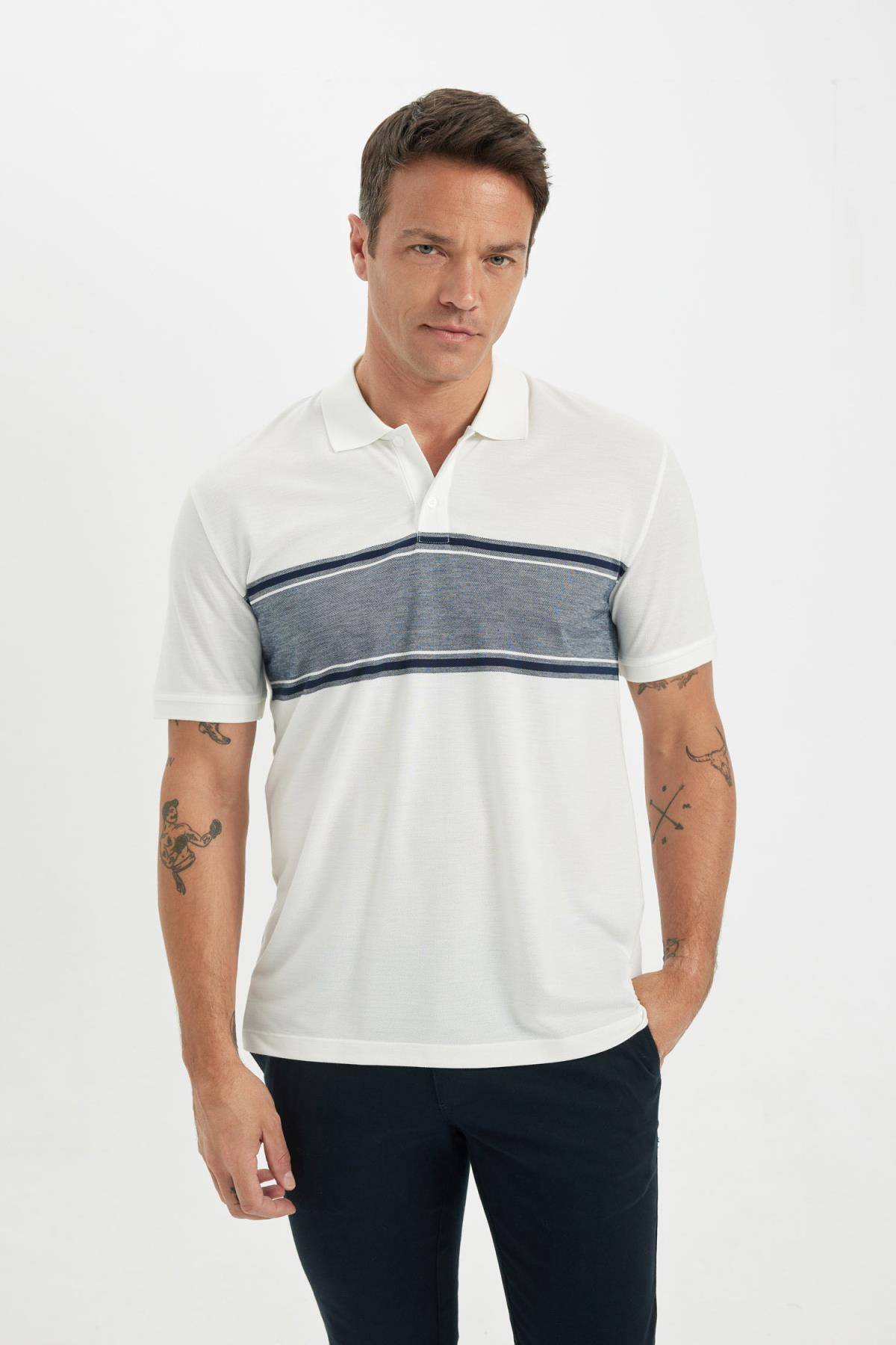 تیشرت یقه دار آستین کوتاه معمولی جدید