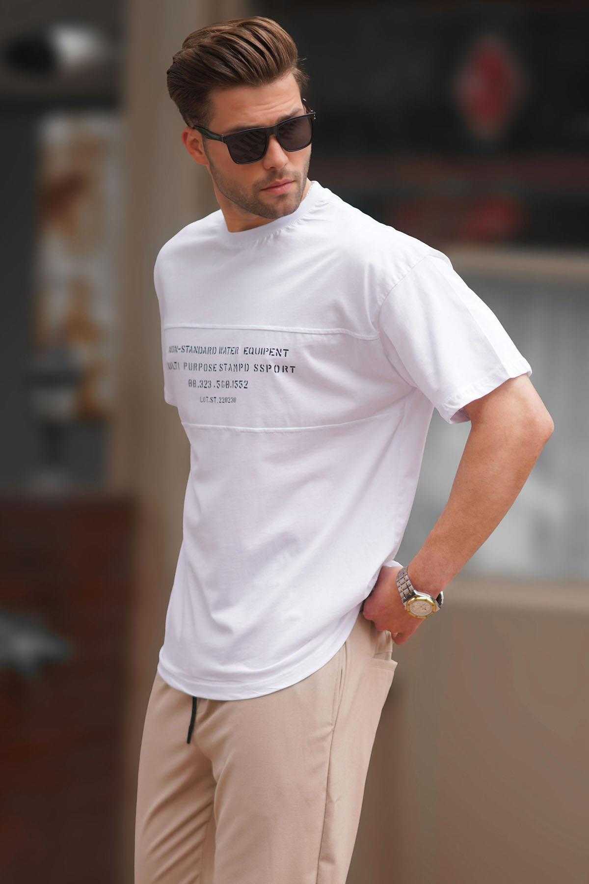 تیشرت مردانه یقه پرینت اور سایز خاکستری رنگ شده