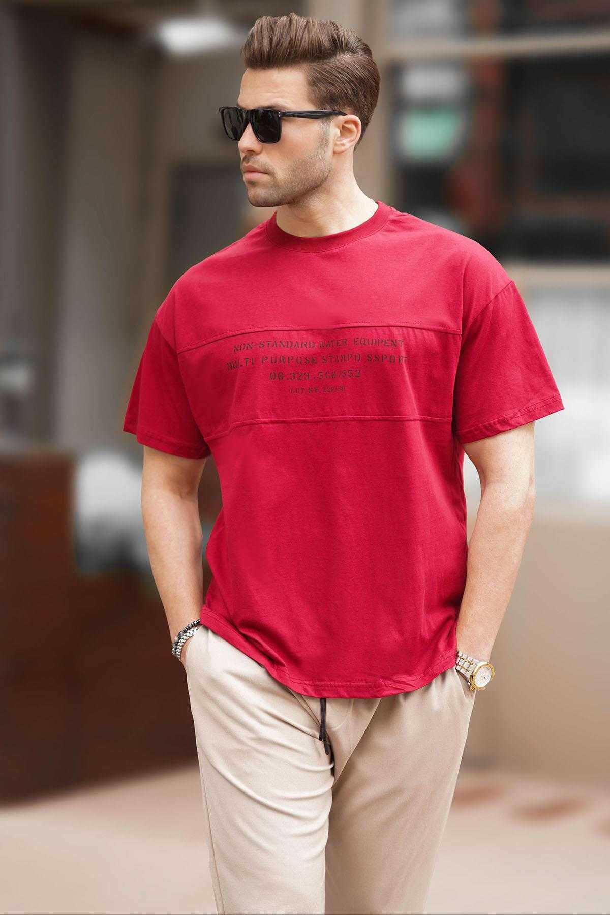 تیشرت مردانه یقه پرینت اور سایز خاکستری رنگ شده