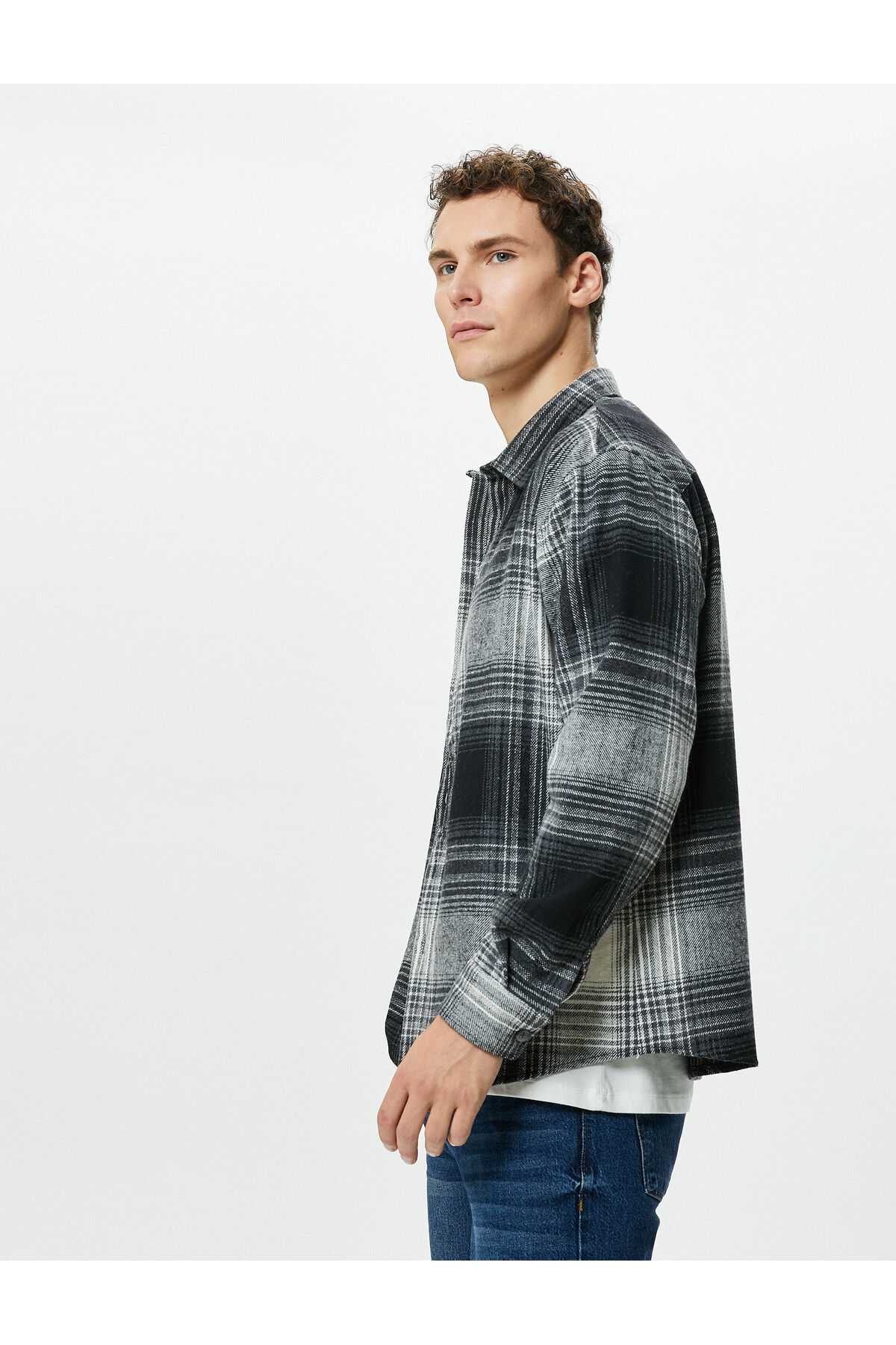 پیراهن یقه کلاسیک دکمه دار آستین بلند