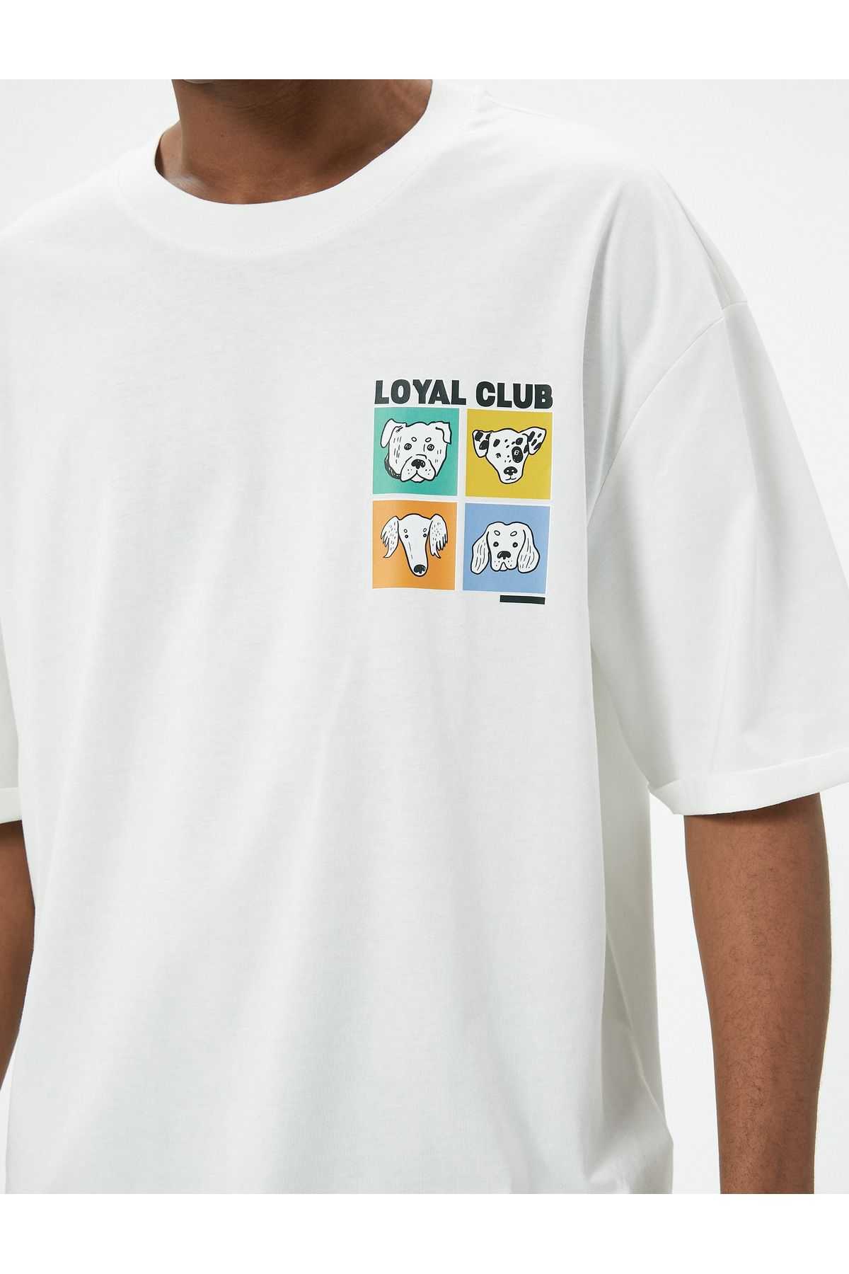 تیشرت سایز بزرگ با یقه خدمه آستین کوتاه با چاپ حیوانات