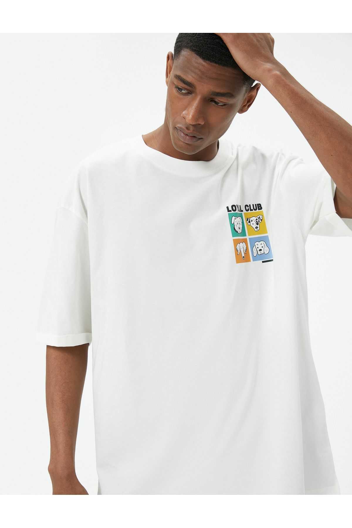 تیشرت سایز بزرگ با یقه خدمه آستین کوتاه با چاپ حیوانات