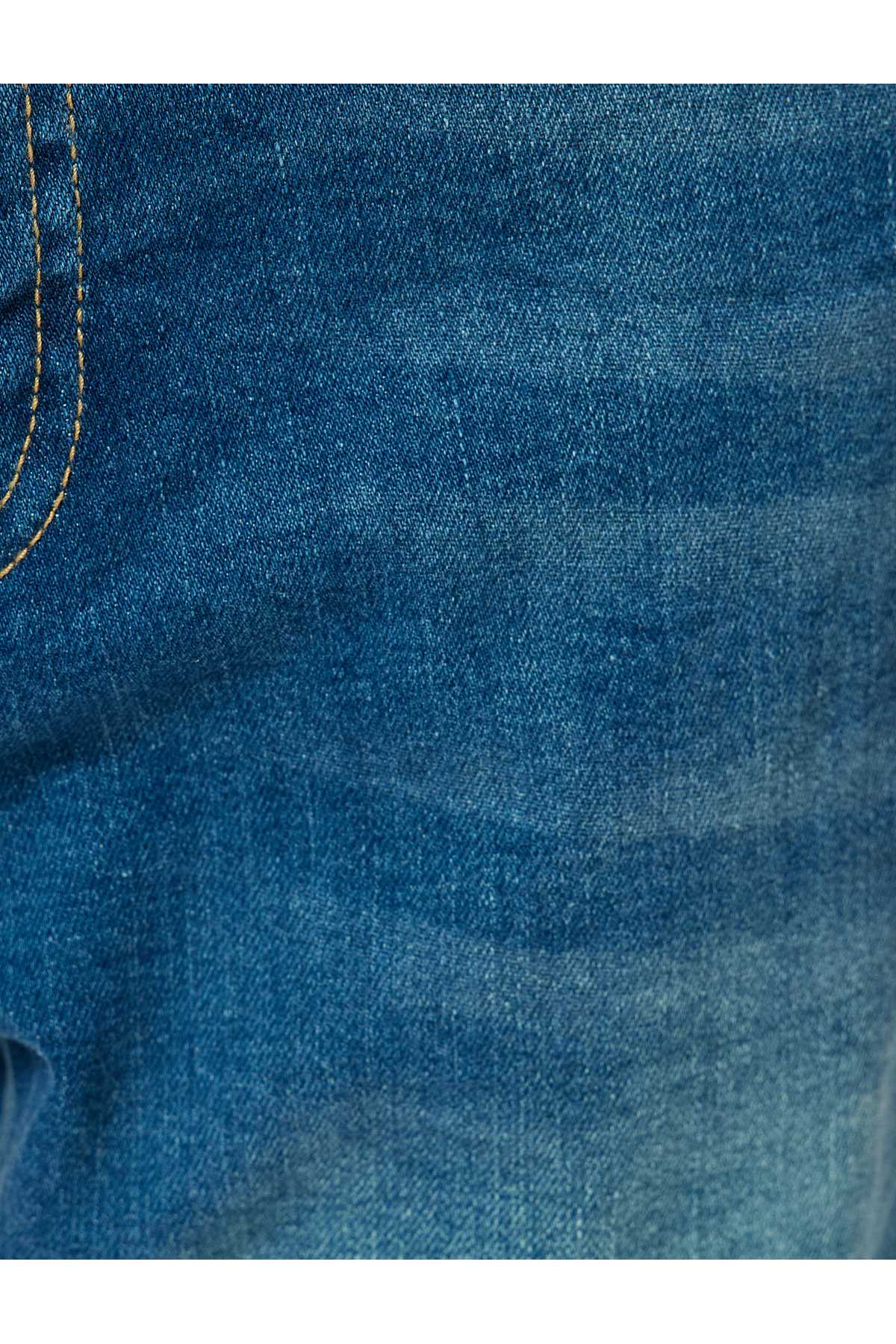 شلوارک جین باریک با جیب تاشو برمودا با جزئیات نخی