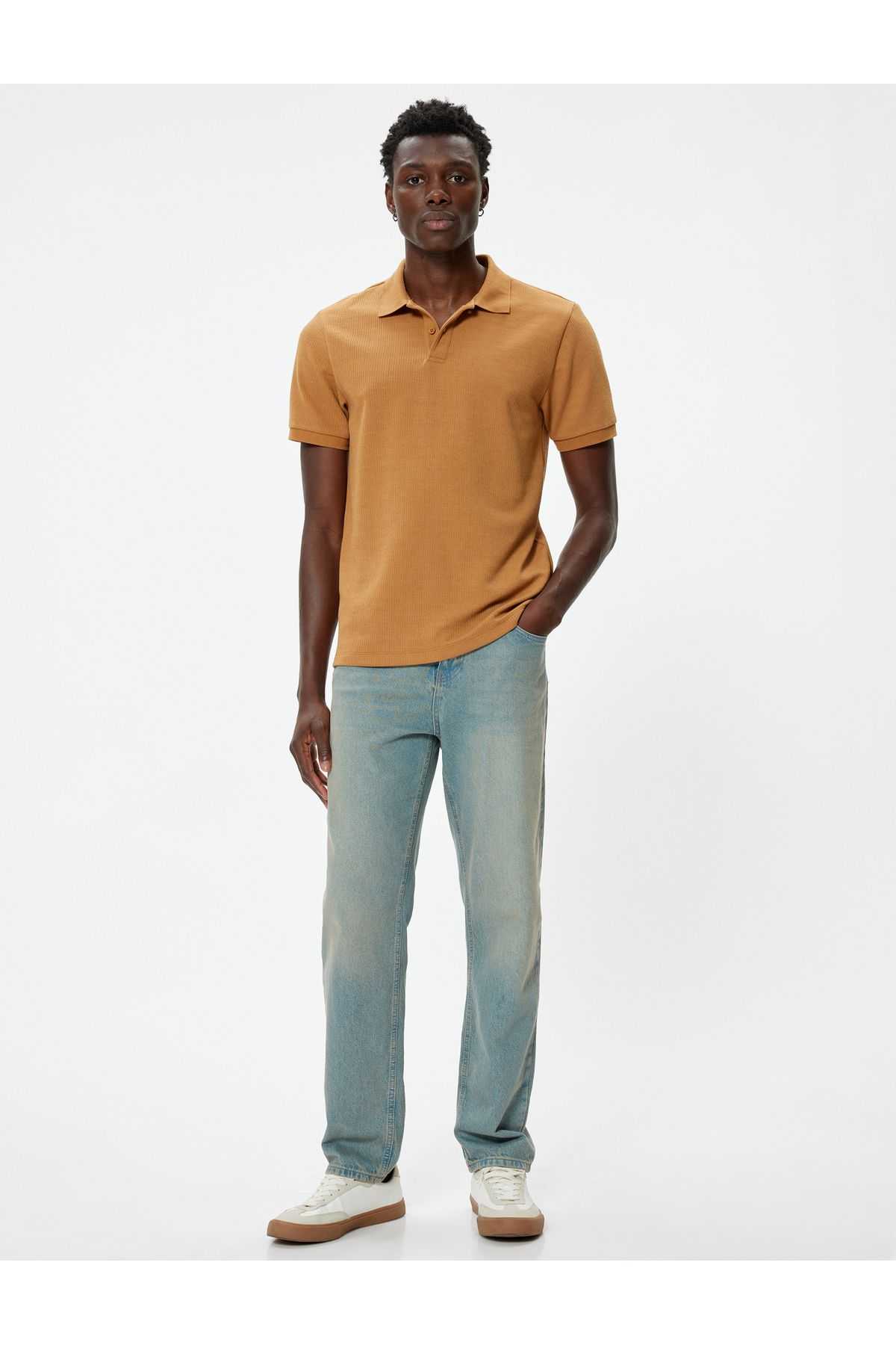 تیشرت یقه پولو آستین کوتاه ترکیب پنبه