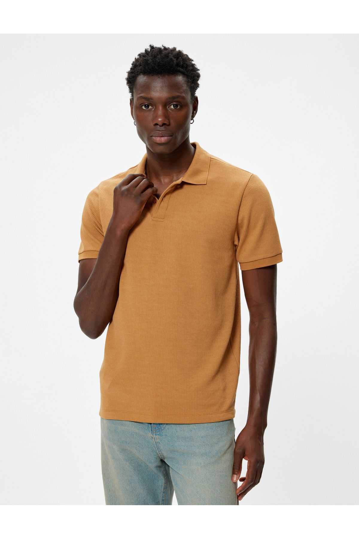 تیشرت یقه پولو آستین کوتاه ترکیب پنبه