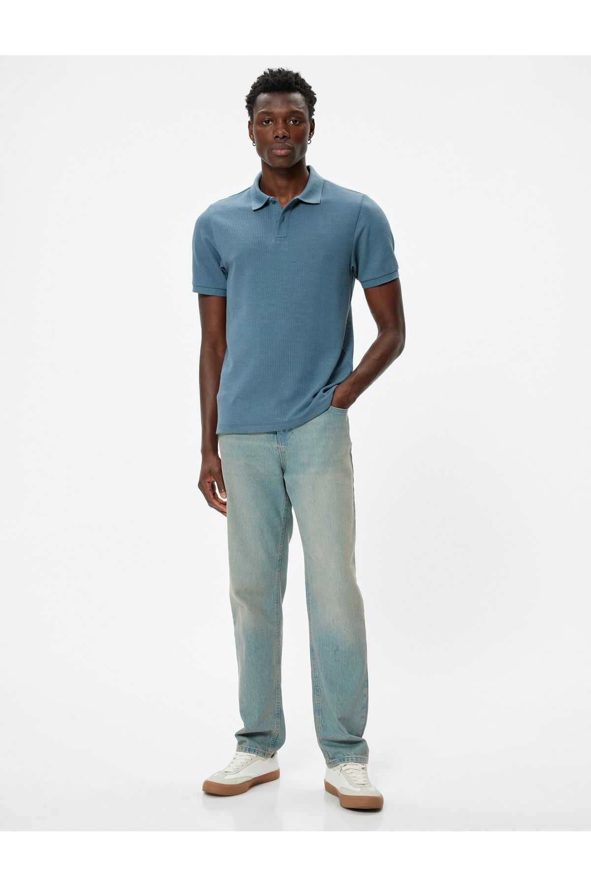 تیشرت یقه پولو آستین کوتاه ترکیب پنبه