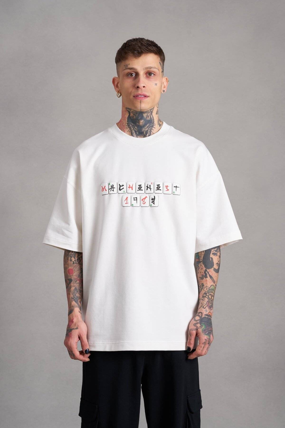 تیشرت مردانه بنفش چاپ شده Mch Mahhong