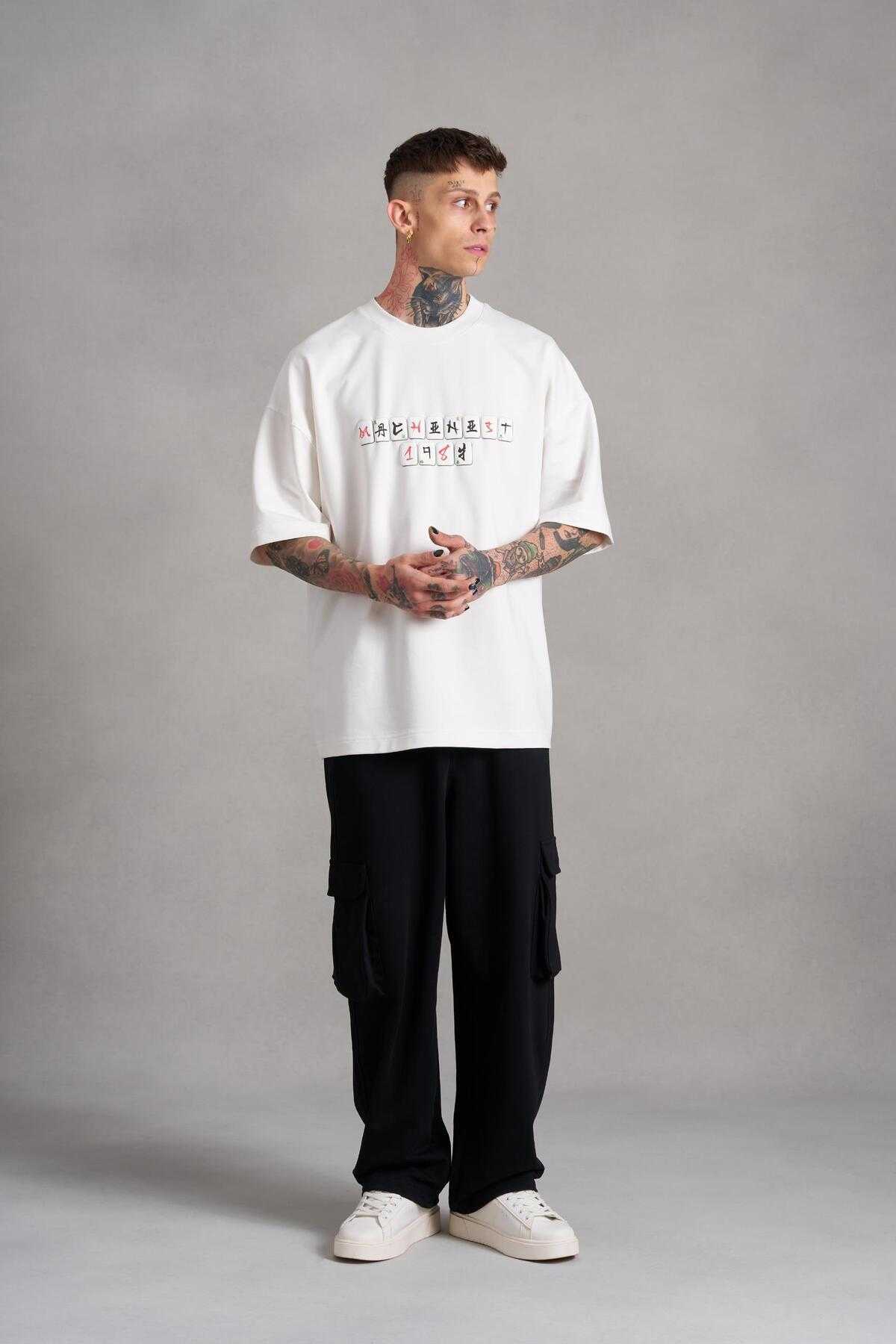 تیشرت مردانه بنفش چاپ شده Mch Mahhong