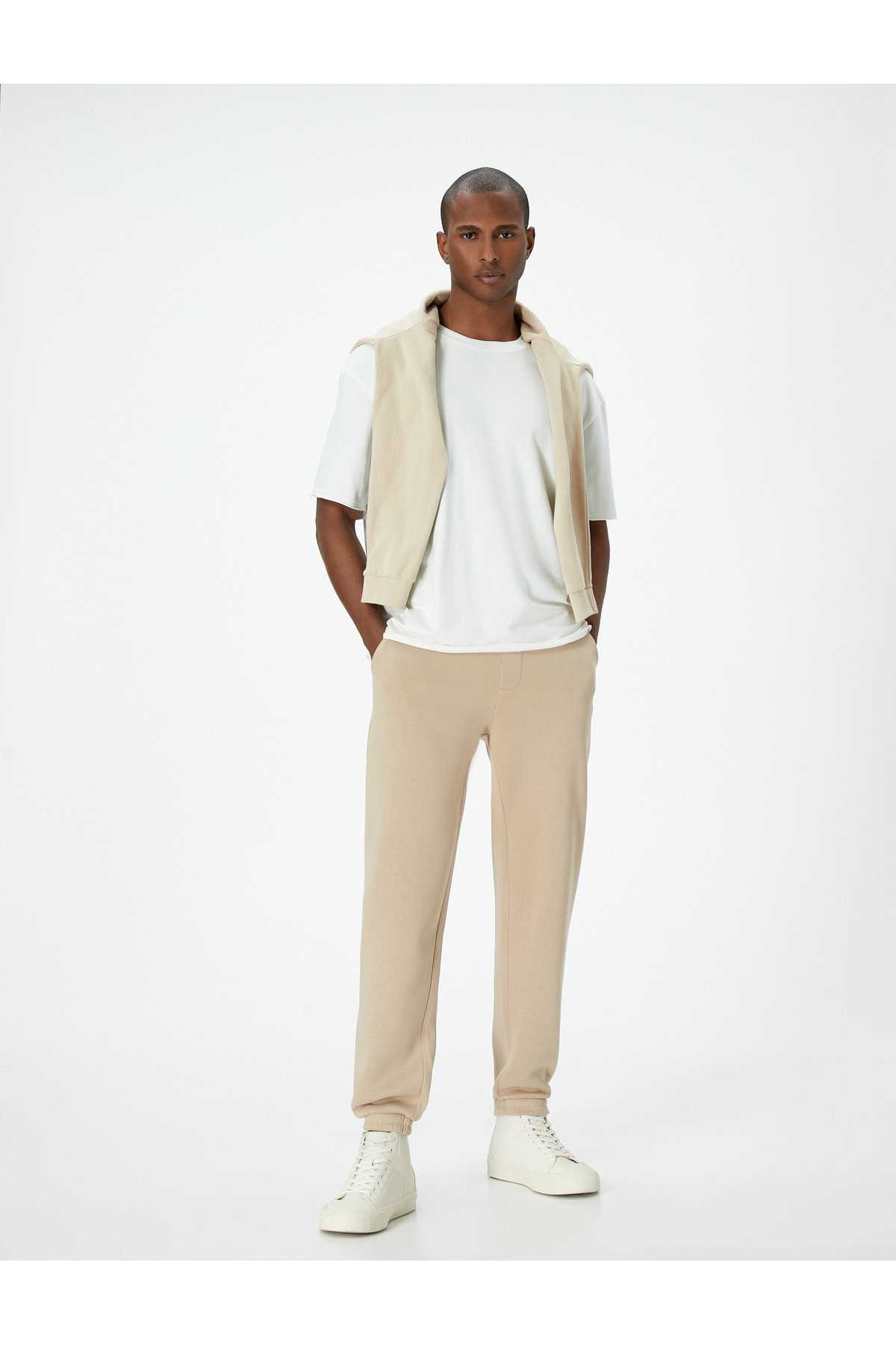 شلوار ورزشی Jogger با دور کمر توری و جزئیات جیب