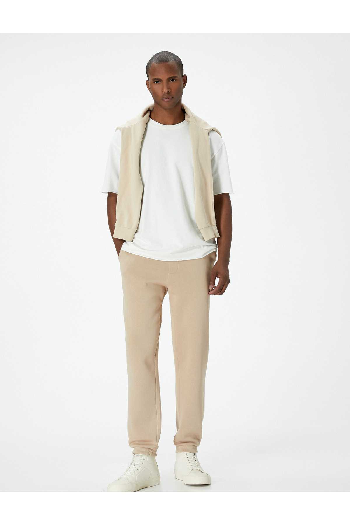 شلوار ورزشی Jogger با دور کمر توری و جزئیات جیب