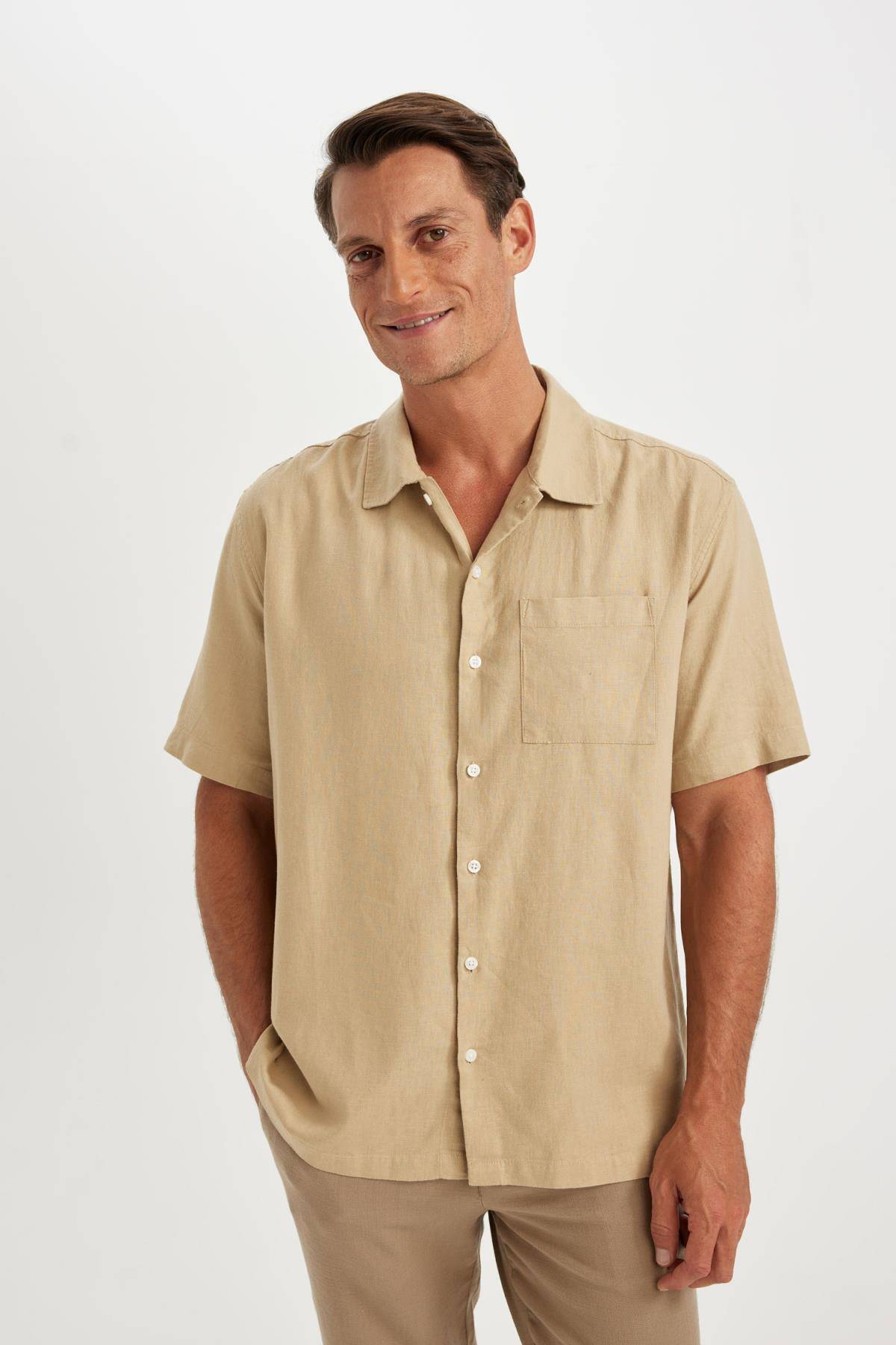 پیراهن آستین کوتاه یقه پولو ریلکس فیت