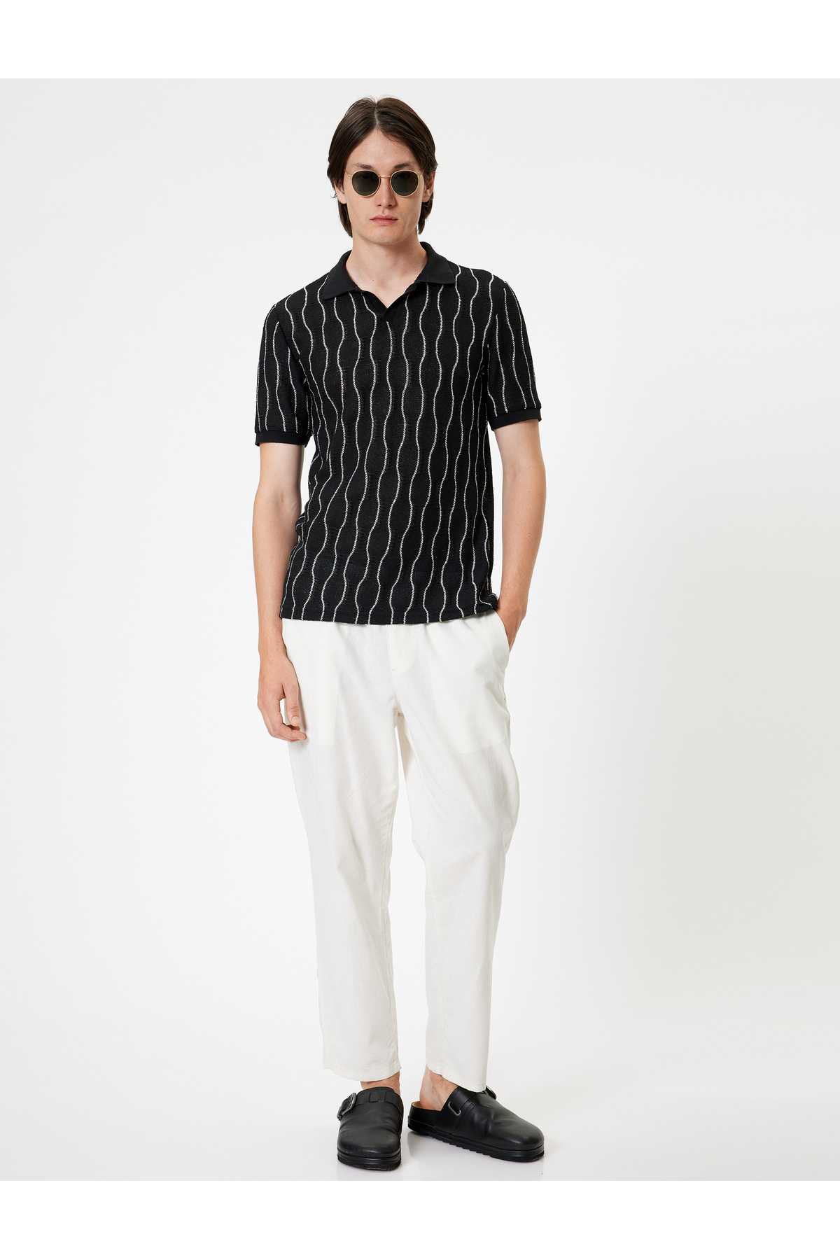 تیشرت یقه پولو آستین کوتاه ترکیب پنبه