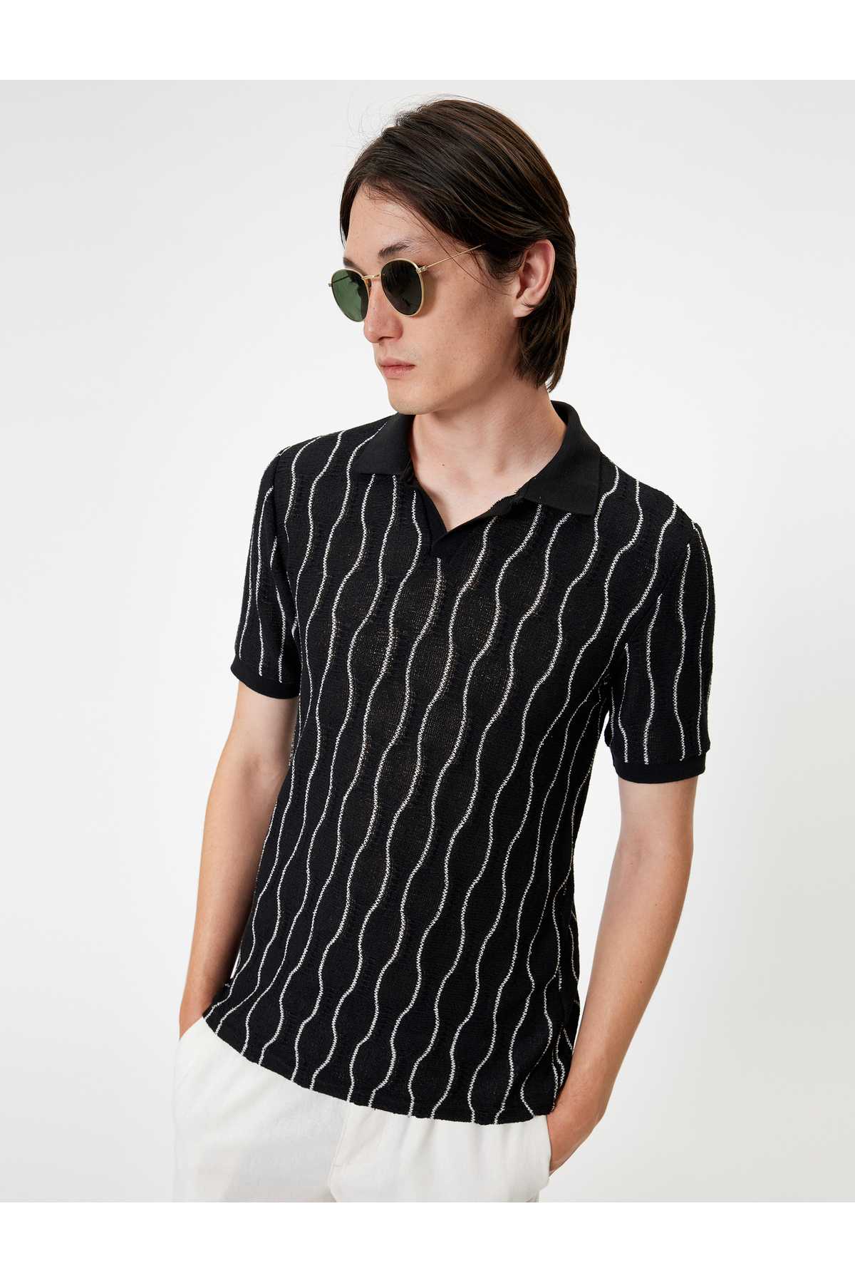 تیشرت یقه پولو آستین کوتاه ترکیب پنبه