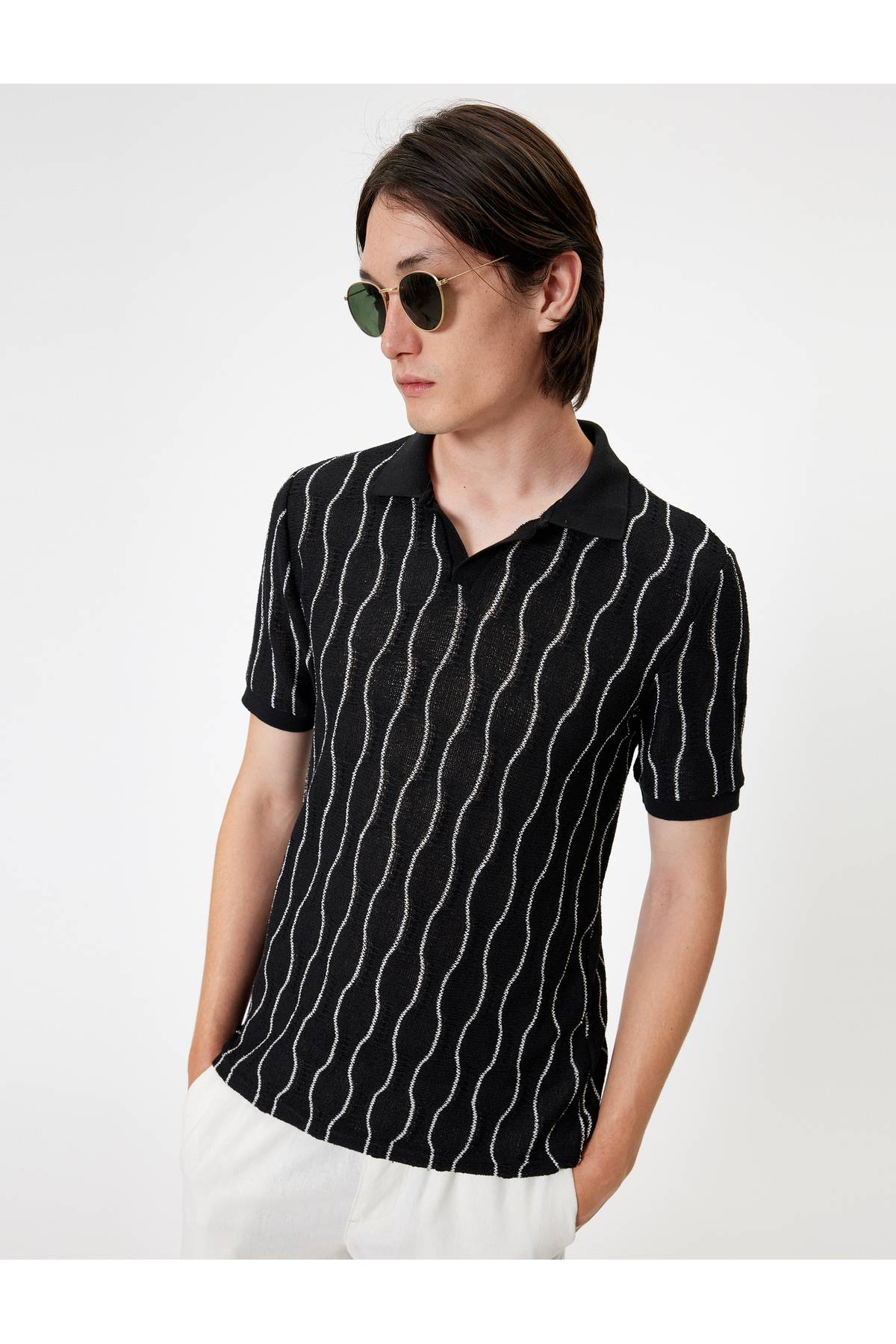 تیشرت یقه پولو آستین کوتاه ترکیب پنبه