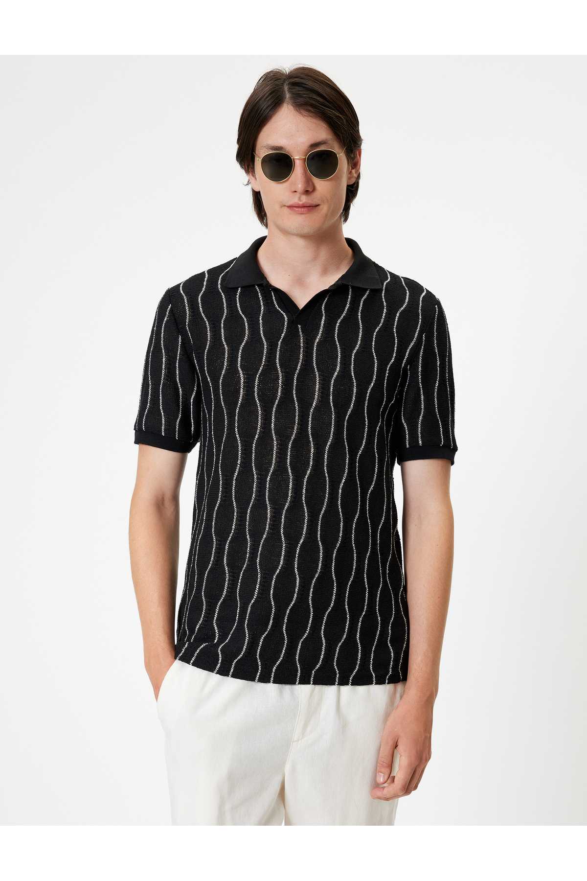 تیشرت یقه پولو آستین کوتاه ترکیب پنبه