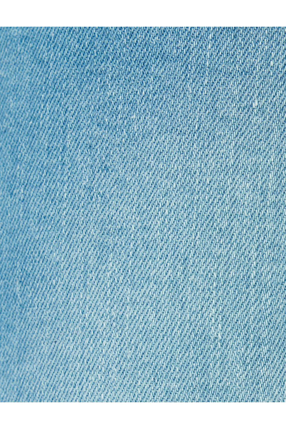 شلوارک جین باریک با جیب تاشو برمودا با جزئیات نخی