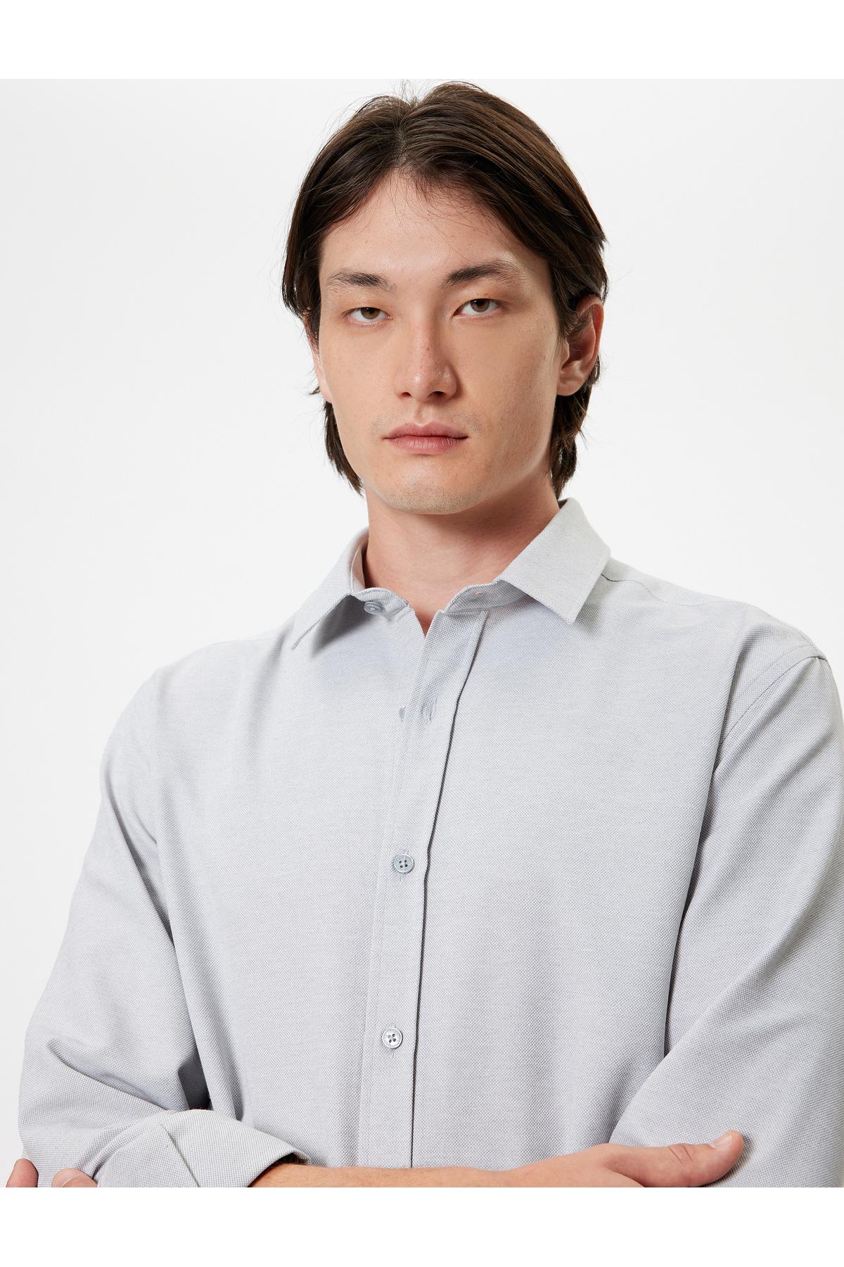 پیراهن آکسفورد آستین بلند ترکیبی پنبه ای