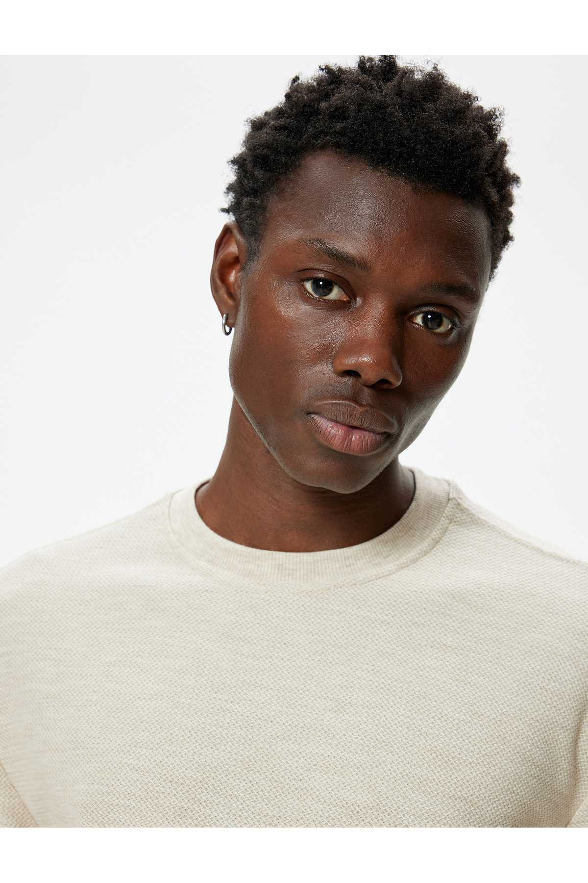 ترکیبی پنبه ای آستین بلند یقه خدمه پلیور پایه