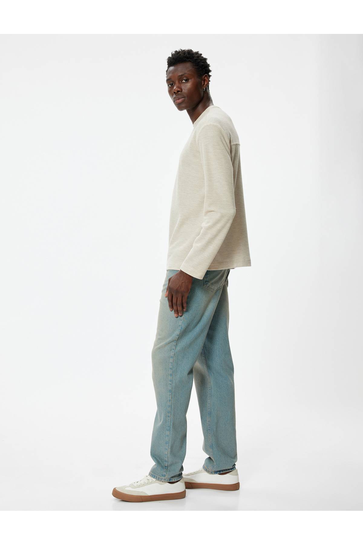 ترکیبی پنبه ای آستین بلند یقه خدمه پلیور پایه