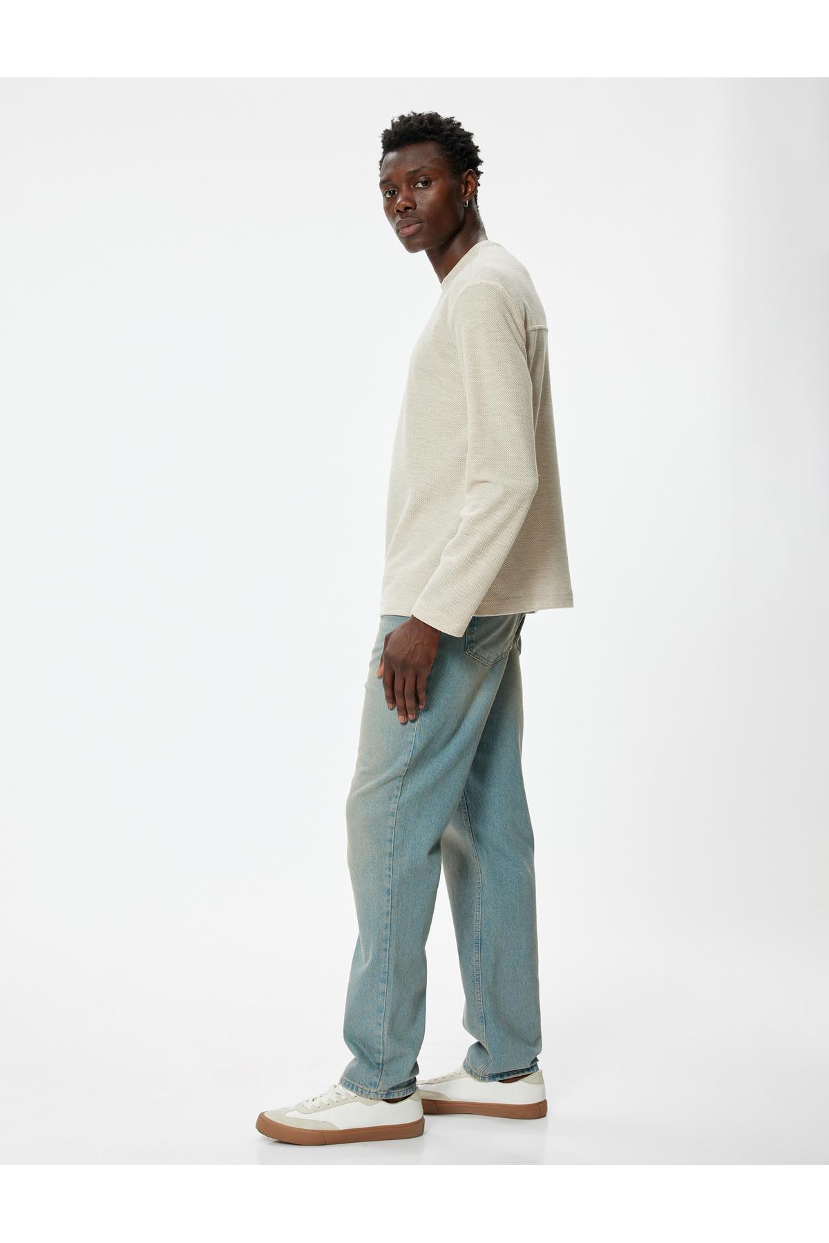 ترکیبی پنبه ای آستین بلند یقه خدمه پلیور پایه