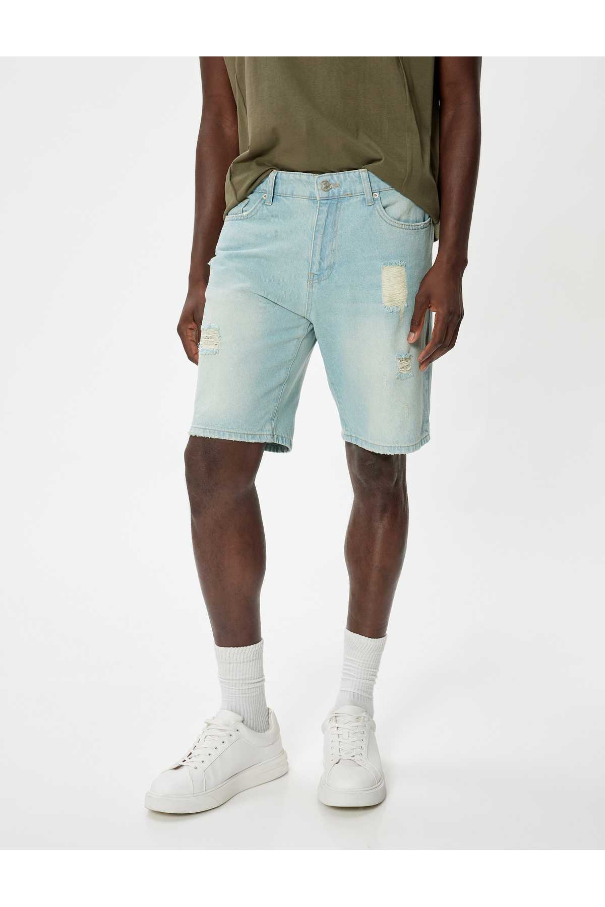 شورت جین سایز بزرگ پنبه ای برمودا