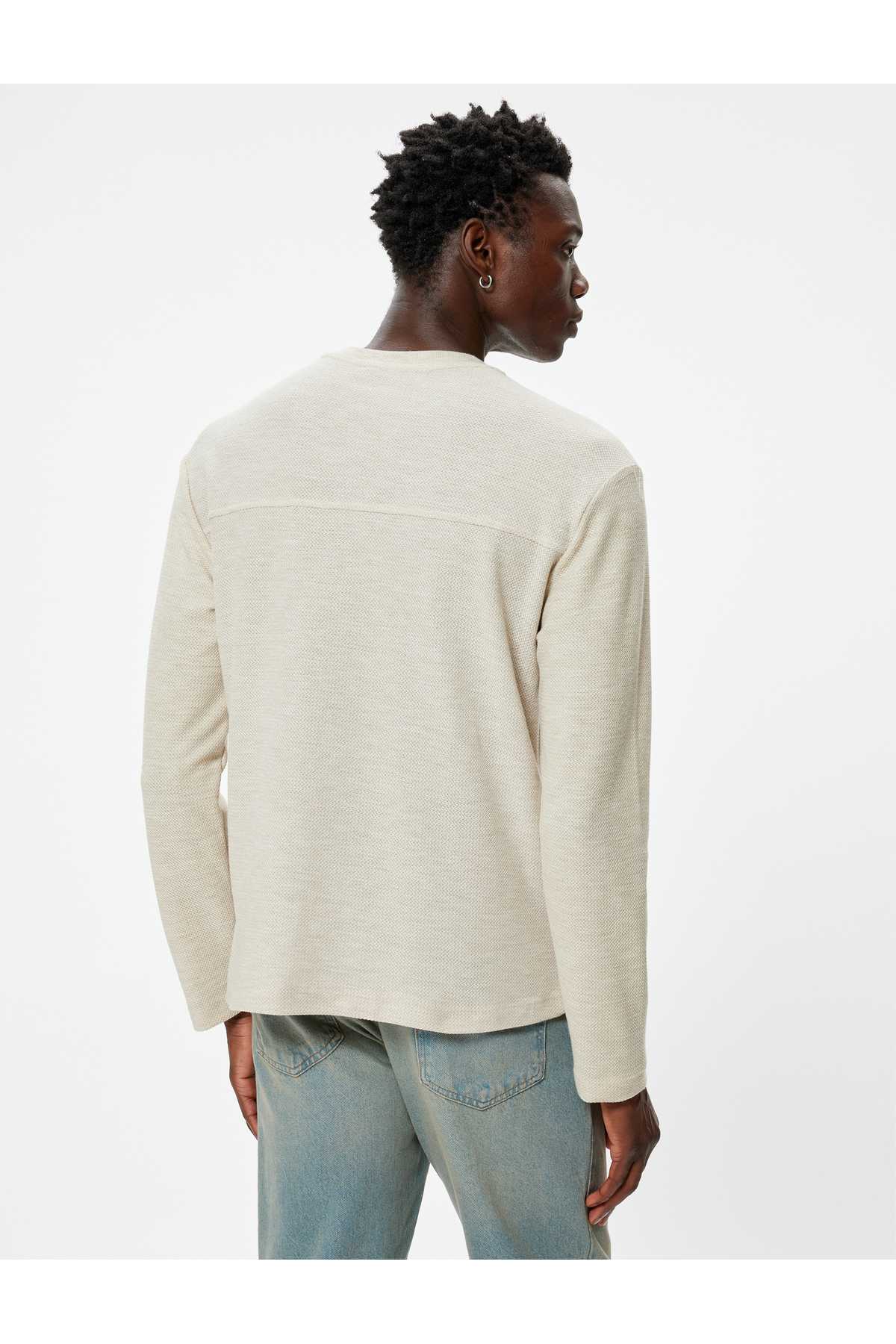 ترکیبی پنبه ای آستین بلند یقه خدمه پلیور پایه