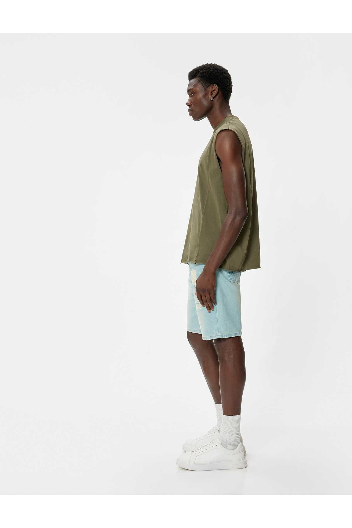 شورت جین سایز بزرگ پنبه ای برمودا