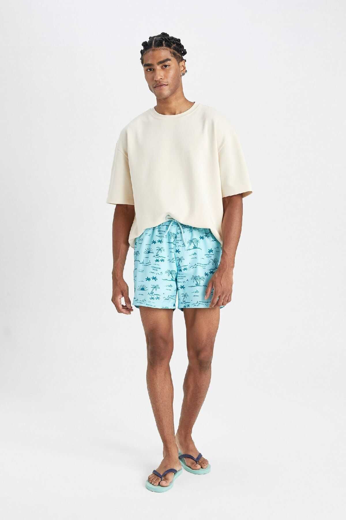 شورت شنا کوتاه طرح دار مشبک