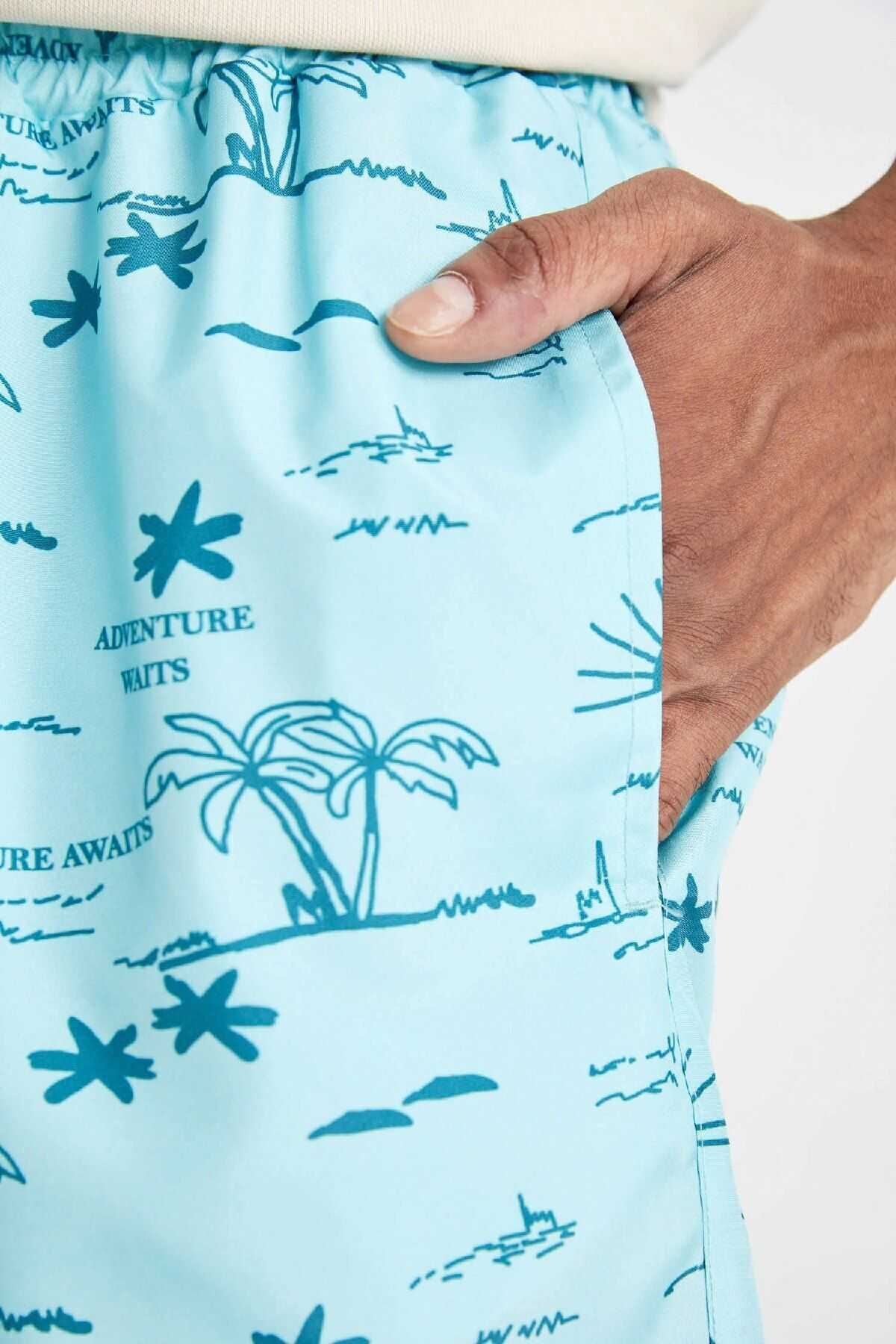 شورت شنا کوتاه طرح دار مشبک