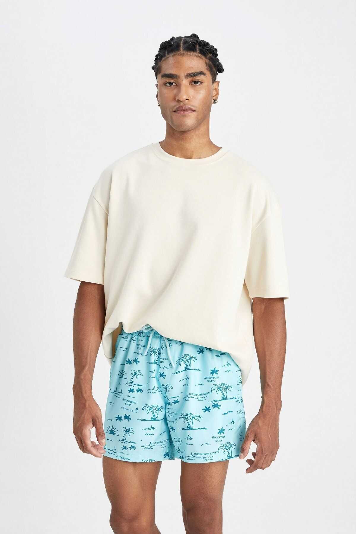 شورت شنا کوتاه طرح دار مشبک