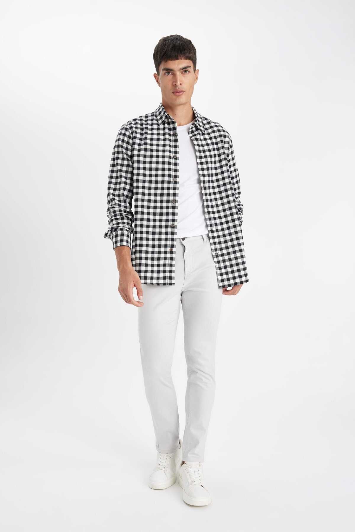 شلوار لاغر مردانه رنگ سنگی با جیب C9436ax24au