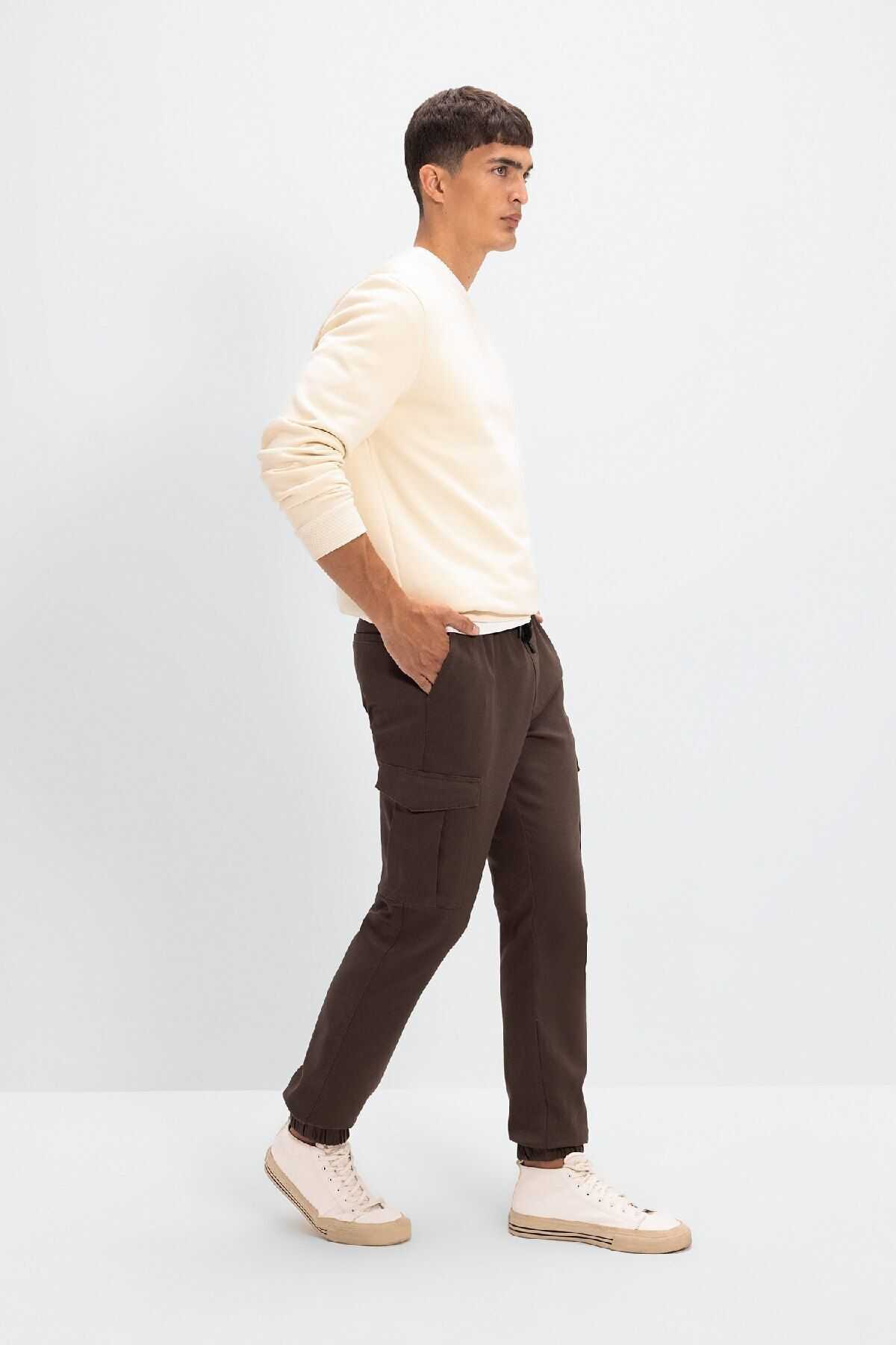 شلوار جیبی باری مردانه توری کمردار الاستیک ساق دونده D1044ax24au