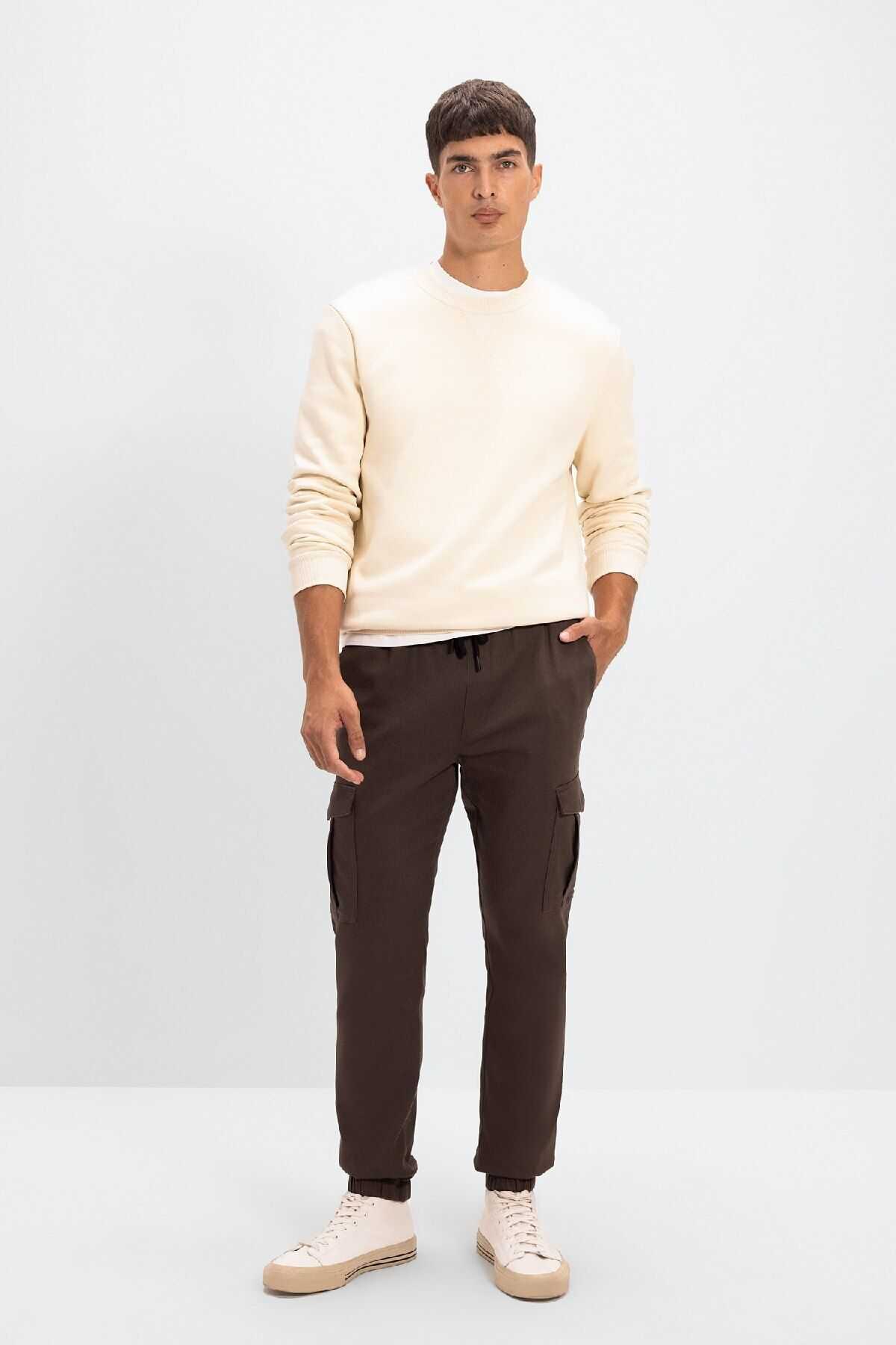 شلوار جیبی باری مردانه توری کمردار الاستیک ساق دونده D1044ax24au