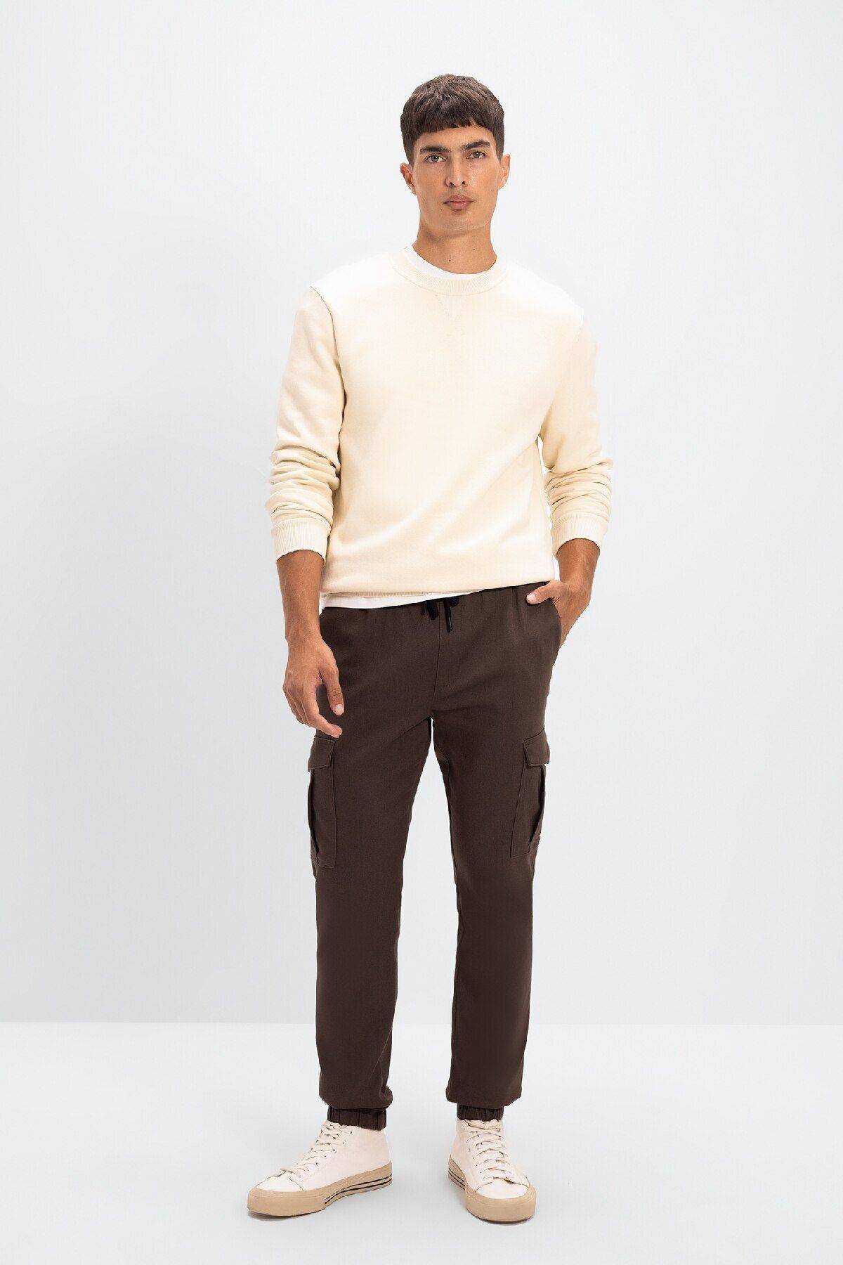 شلوار جیبی باری مردانه توری کمردار الاستیک ساق دونده D1044ax24au