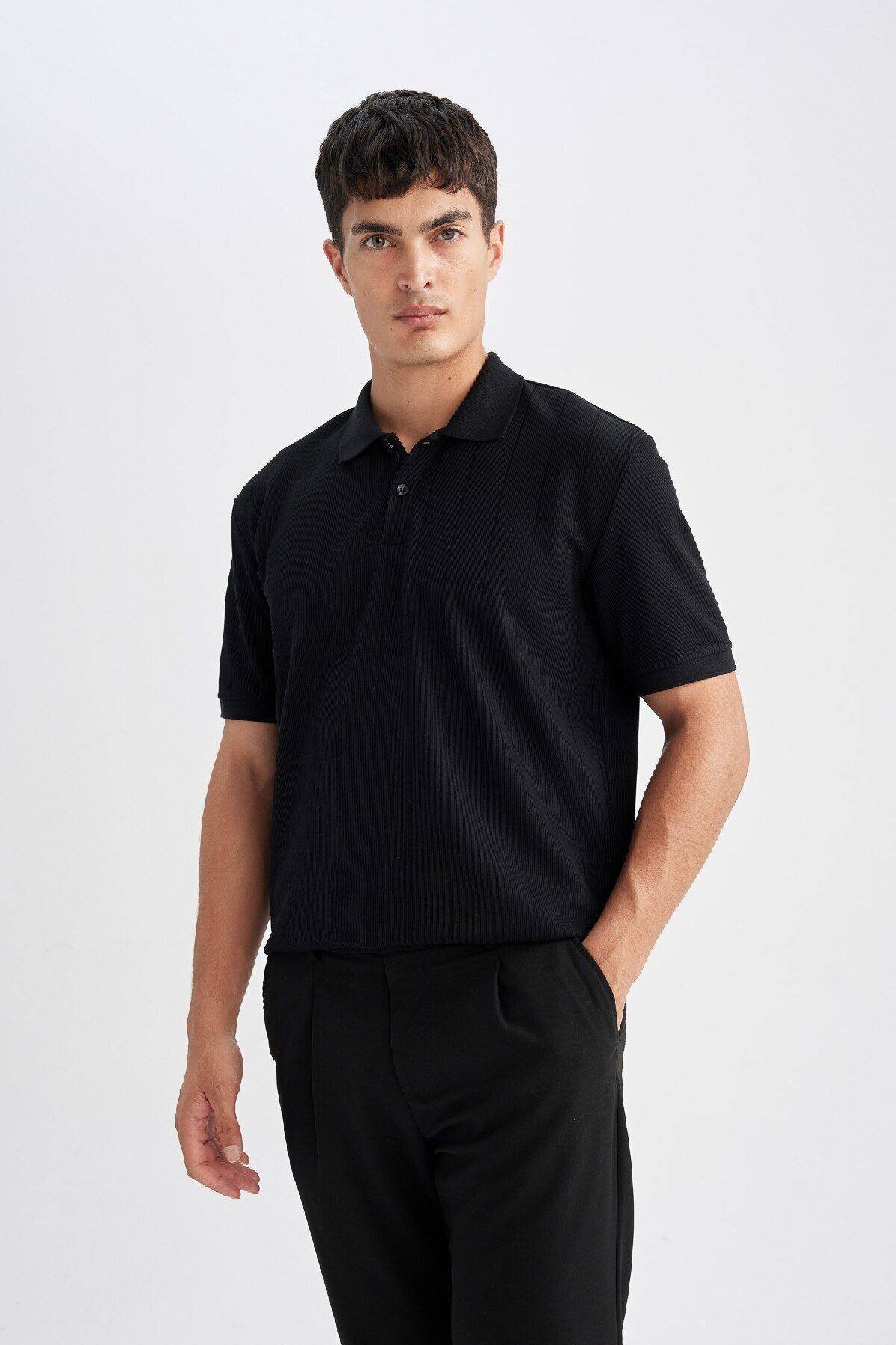 تیشرت یقه دار آستین کوتاه معمولی جدید